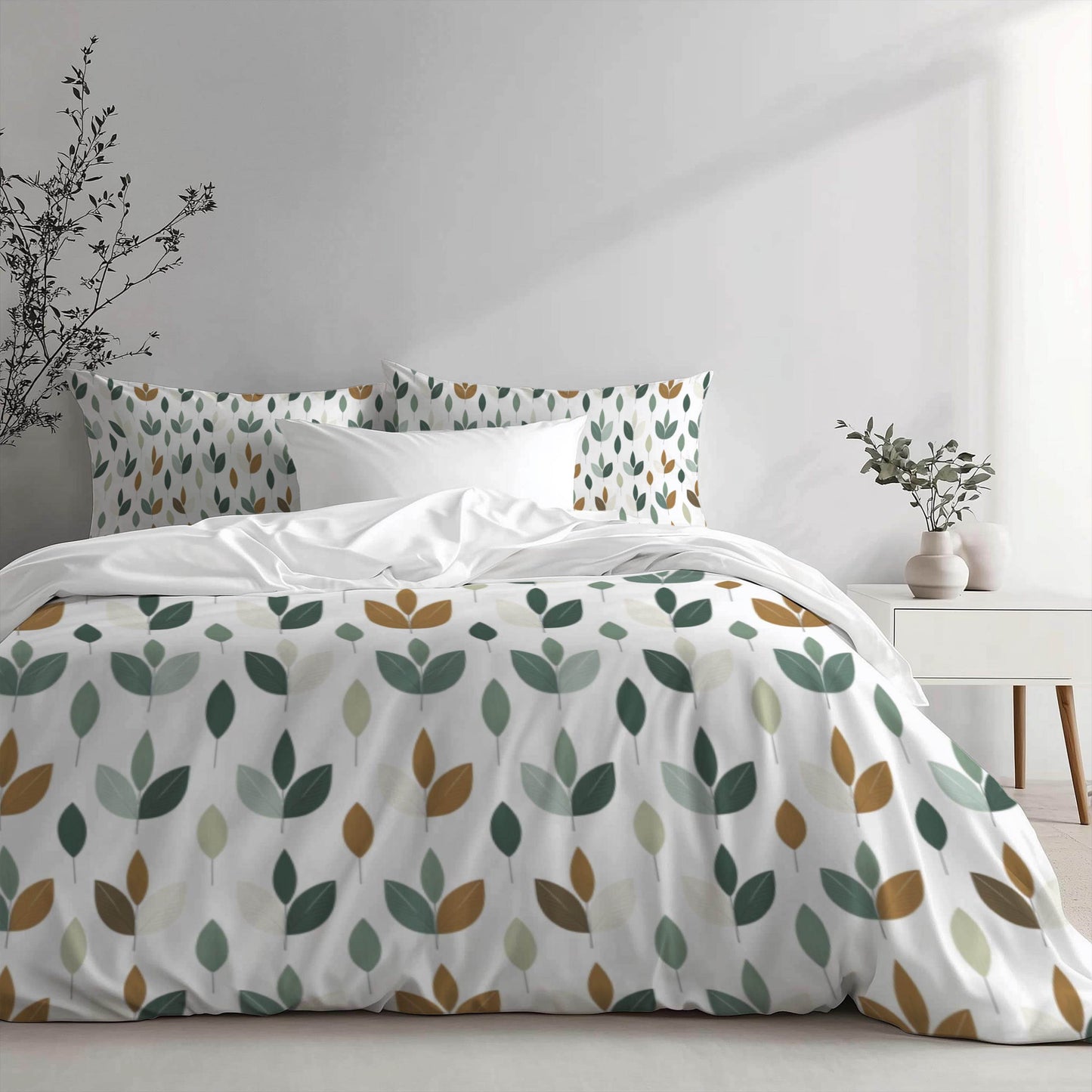 Fall Decor Duvet Cover | Leaf Design Bedding Set - Soft Breathable Polyester 3-Piece Bedspread - timelessbohochic.com