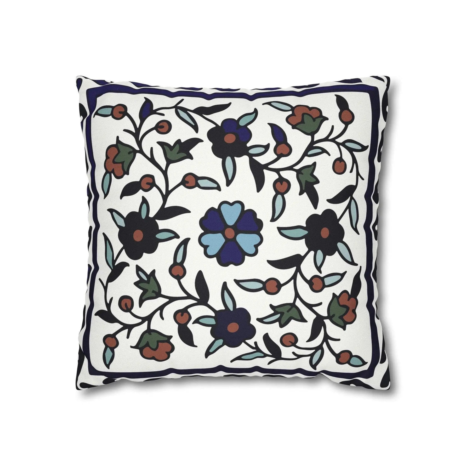 Armenian Iznik Pillow - Boho Home Decor Decorative Cushion Cover 18x18 Inch