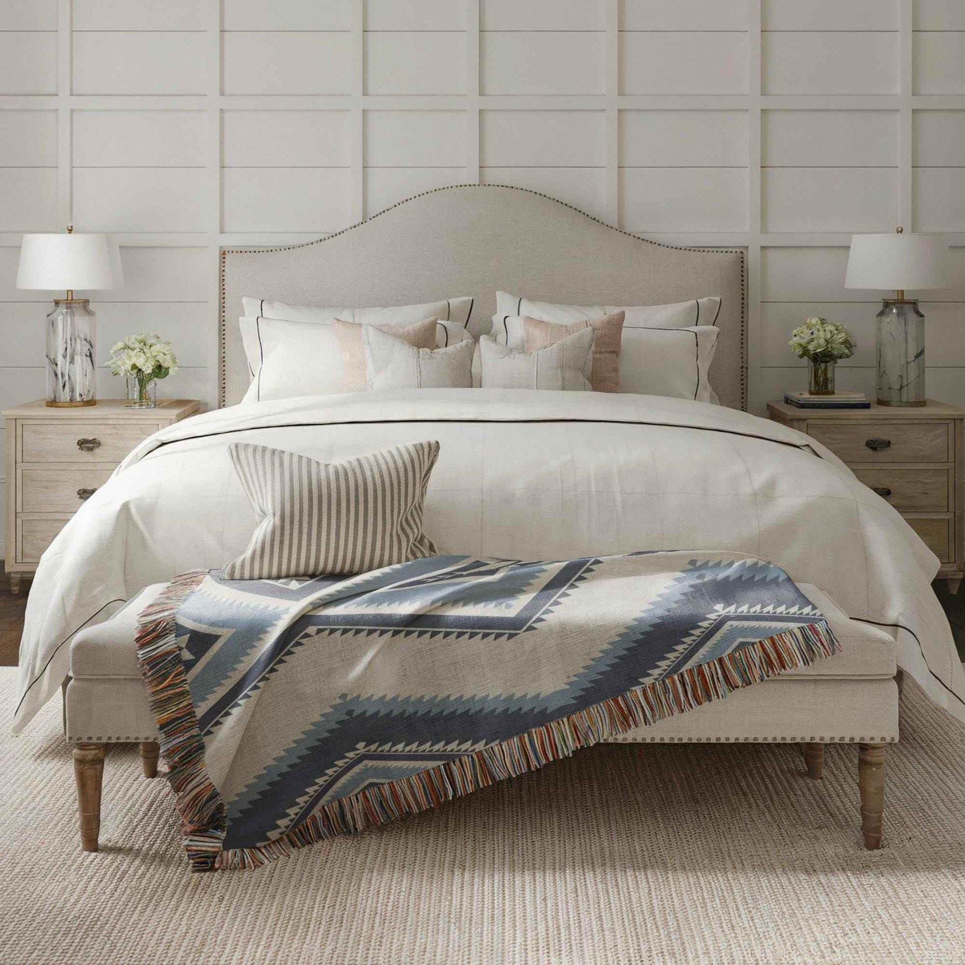 Tribal Woven Blanket | Cozy Cotton Throw Featuring Navajo Geometric Patterns & Boho Chic Design - timelessbohochic.com