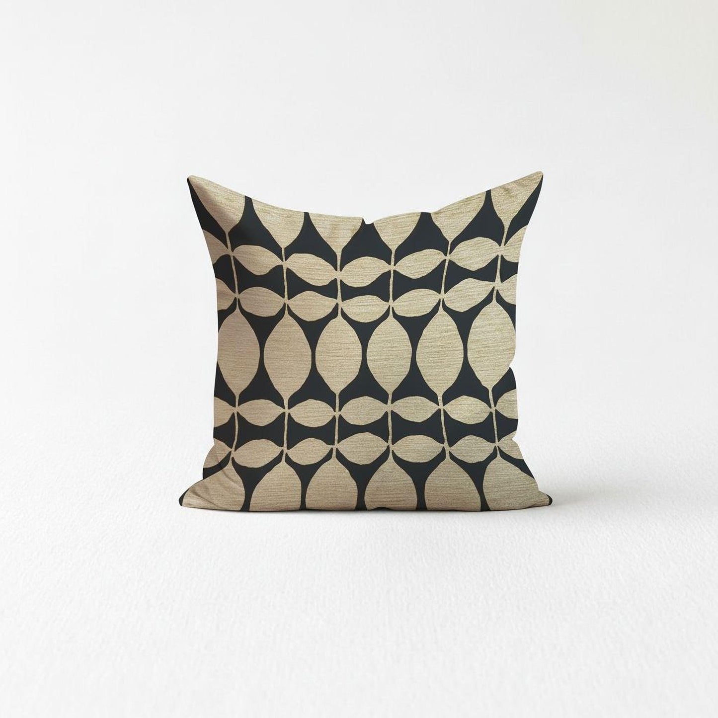 Scandinavian Inspired pillow cover with geometric pattern styled on a sofa or bed
