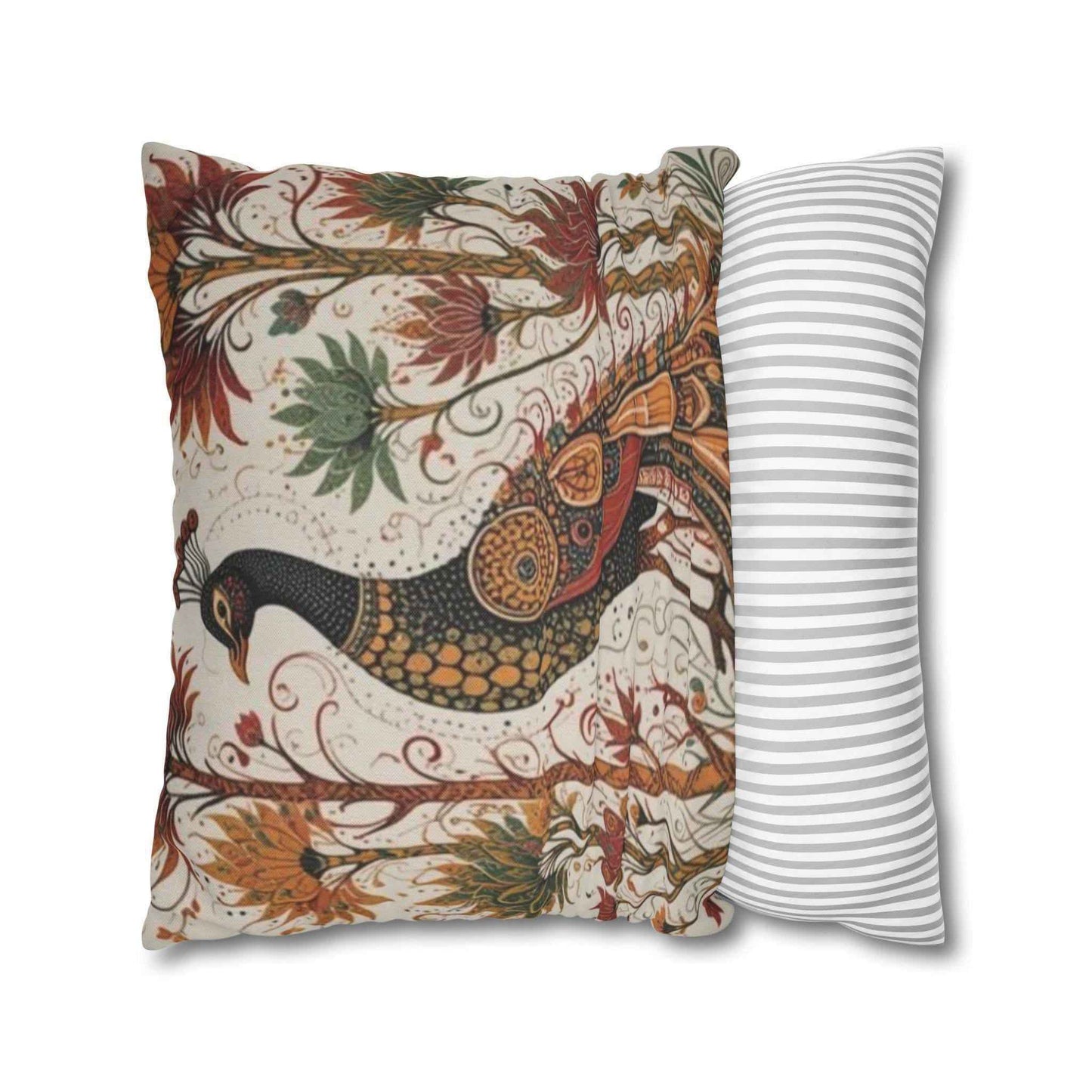 Moroccan Inspired pillow cover with woven pattern styled on a sofa or bed