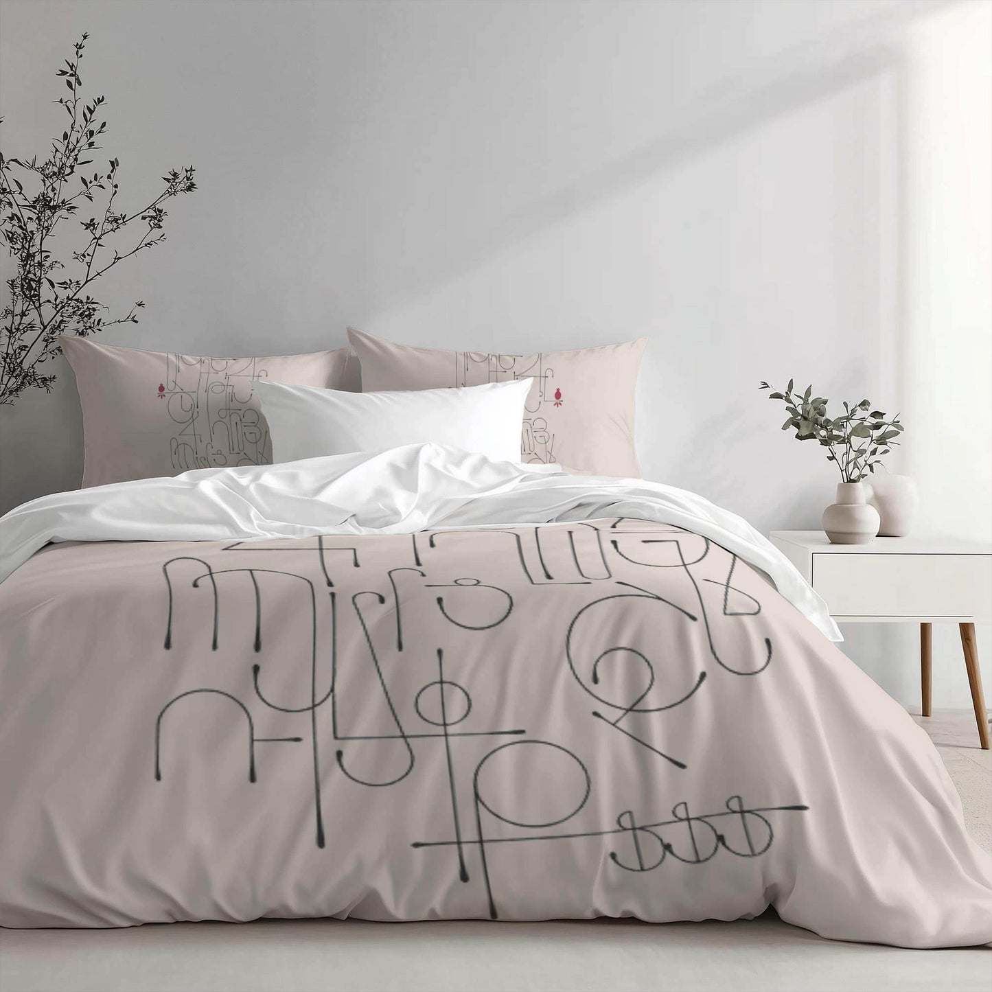 Armenian Duvet Cover - Alphabet Bedding Set With Haykakan Pattern & Cultural Motifs - timelessbohochic.com
