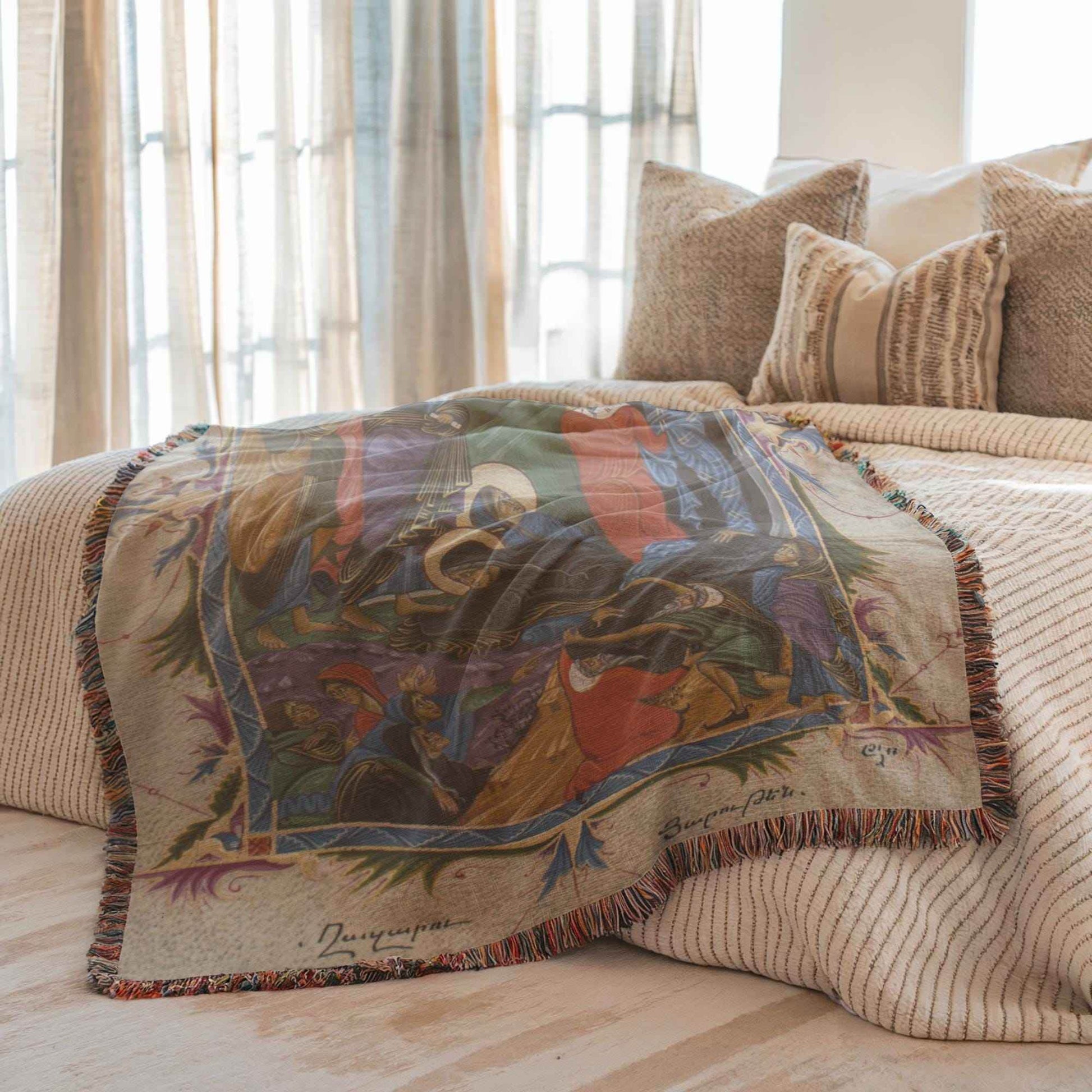 Armenian Tapestry Throw – Large Durable Cotton Throw | Spiritual Wall Hanging - timelessbohochic.com