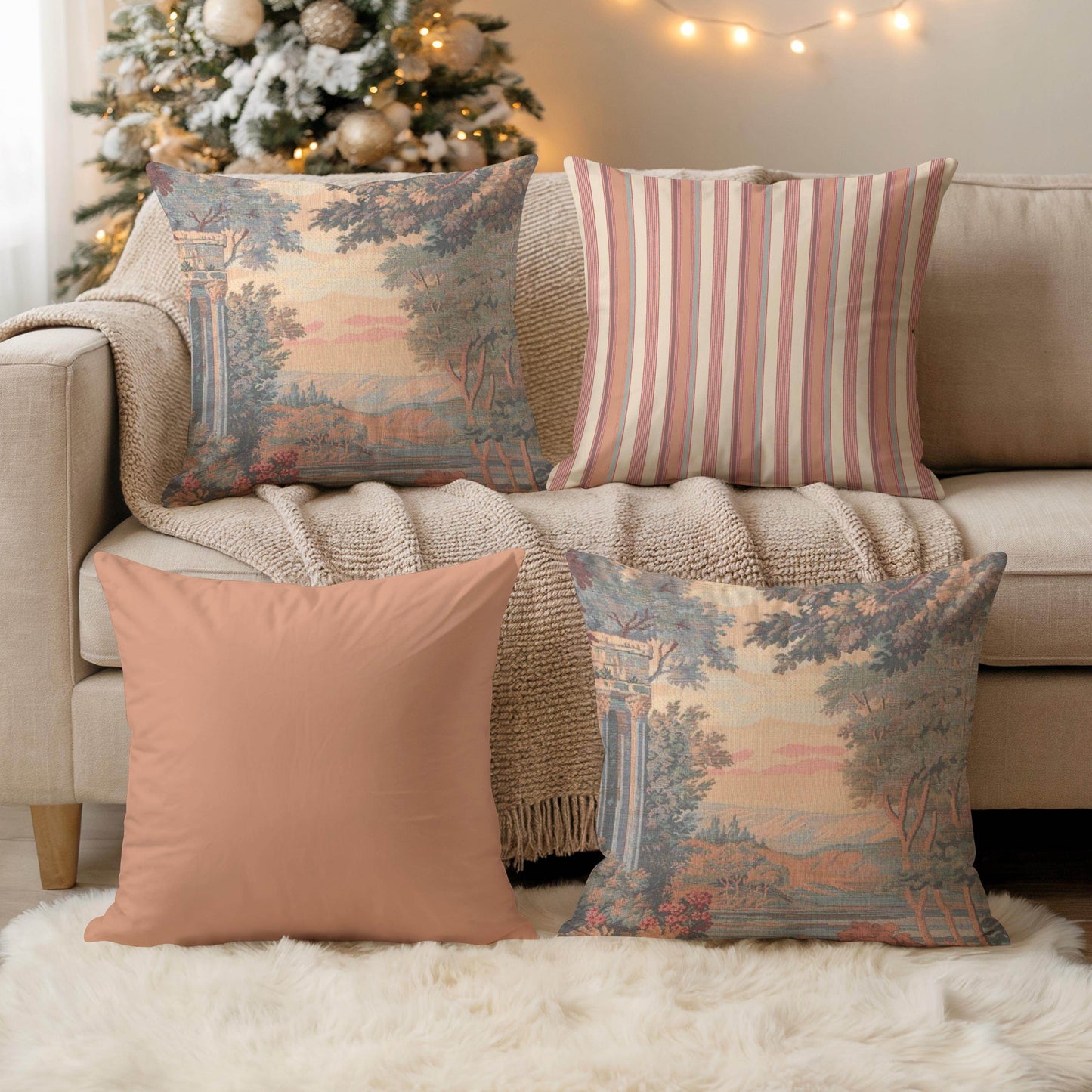 French Tapestry Pillow – Aubusson Style Decorative Cushion With Soft Filling - timelessbohochic.com