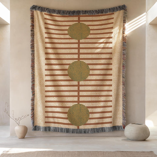 Woven Blanket - Rustic Stripes Cotton Throw With Fringed Edges For Cozy Living