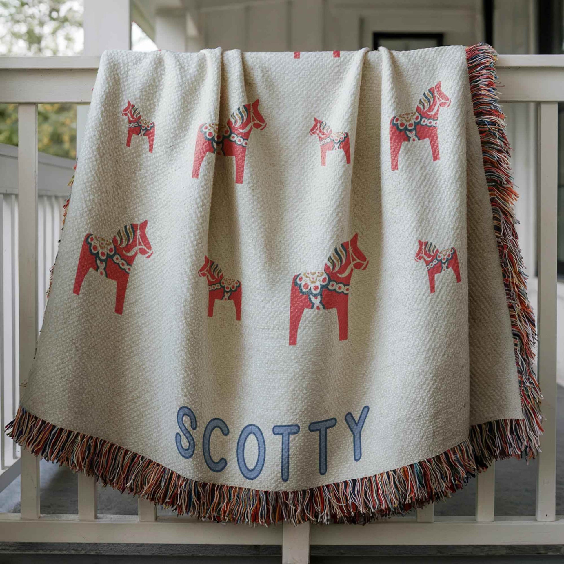 Personalized Baby Blanket - Custom Name Cotton Throw | Scandinavian Nursery Decor - timelessbohochic.com