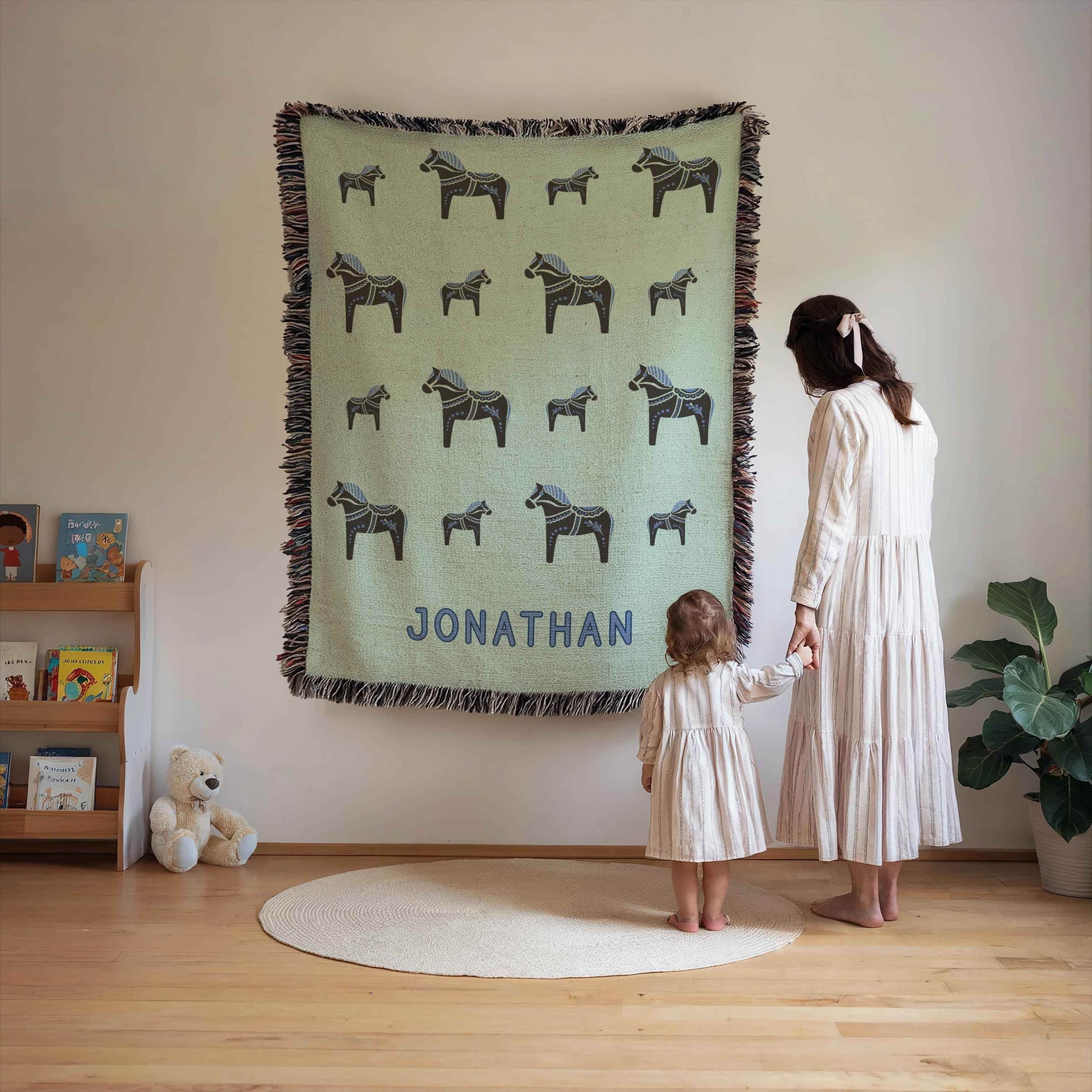 Personalized Baby Blanket - Custom Name Cotton Quilt | Scandinavian Nursery Decor - timelessbohochic.com