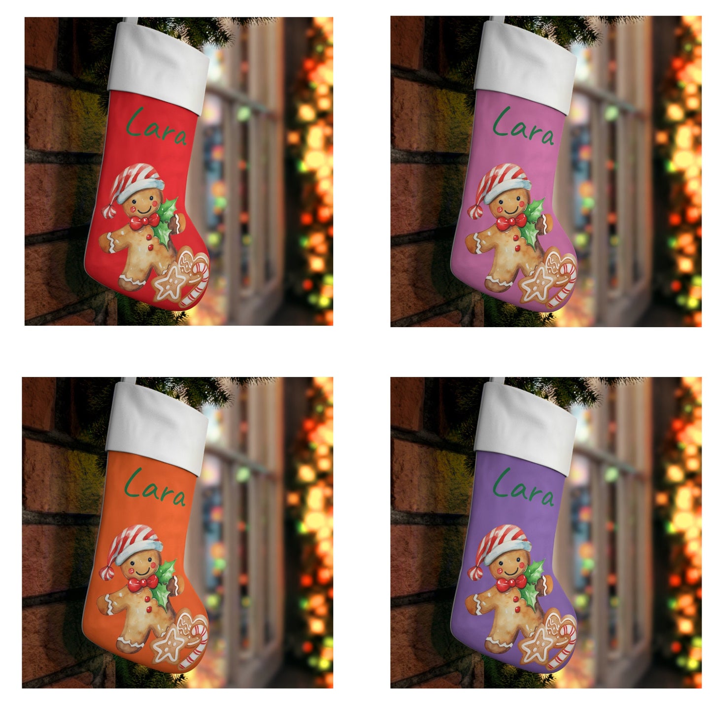 Personalized Holiday Stocking – Custom First Christmas Stocking with Name & Cookie Design