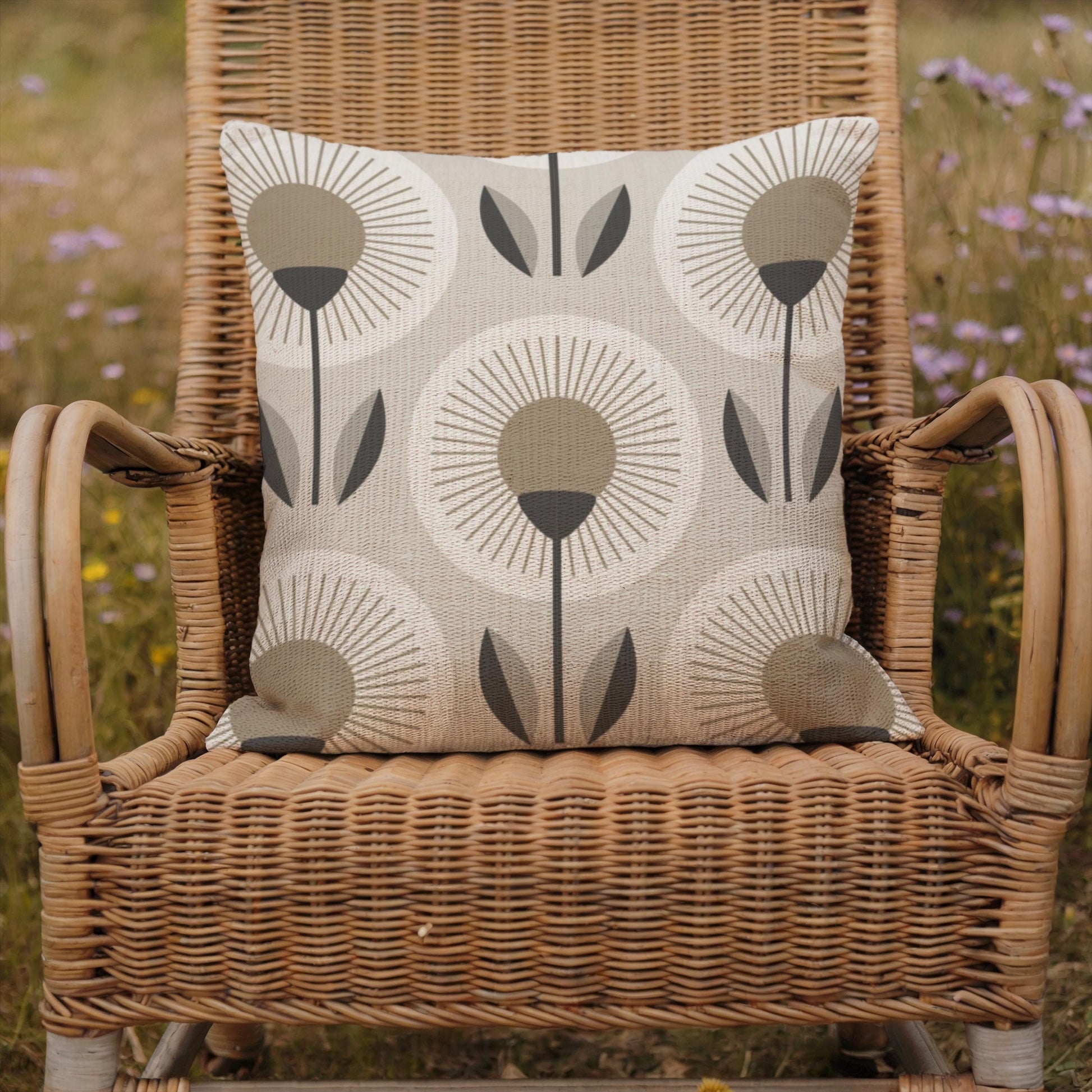 Woven Floral Pillow - Modern Home Cushion | Botanical Accent Throw Pillow