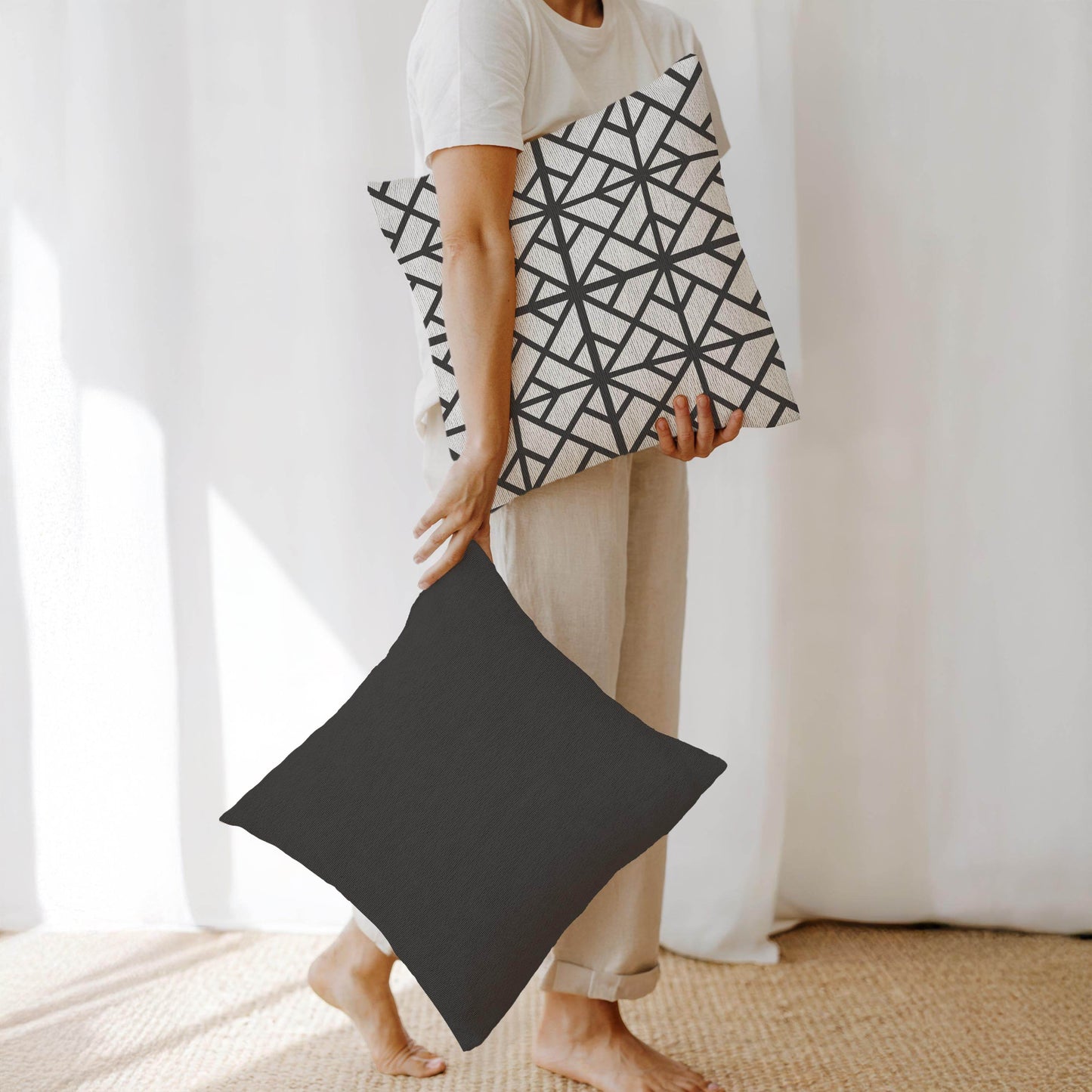 Modern Throw Pillow – Geometric Pattern Cushion | Minimalist Home Decor, Soft Cotton Blend - timelessbohochic.com