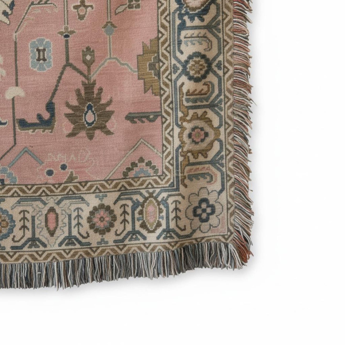 Southwestern woven wall tapestry with geometric pattern styled as textile wall decor