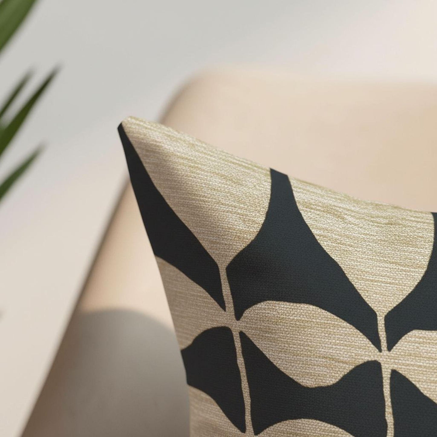 Scandinavian Inspired pillow cover with geometric pattern styled on a sofa or bed