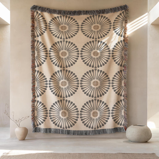 Sunflower Fabric Tapestry - Boho Wall Tapestry With Colorful Fringed Edges