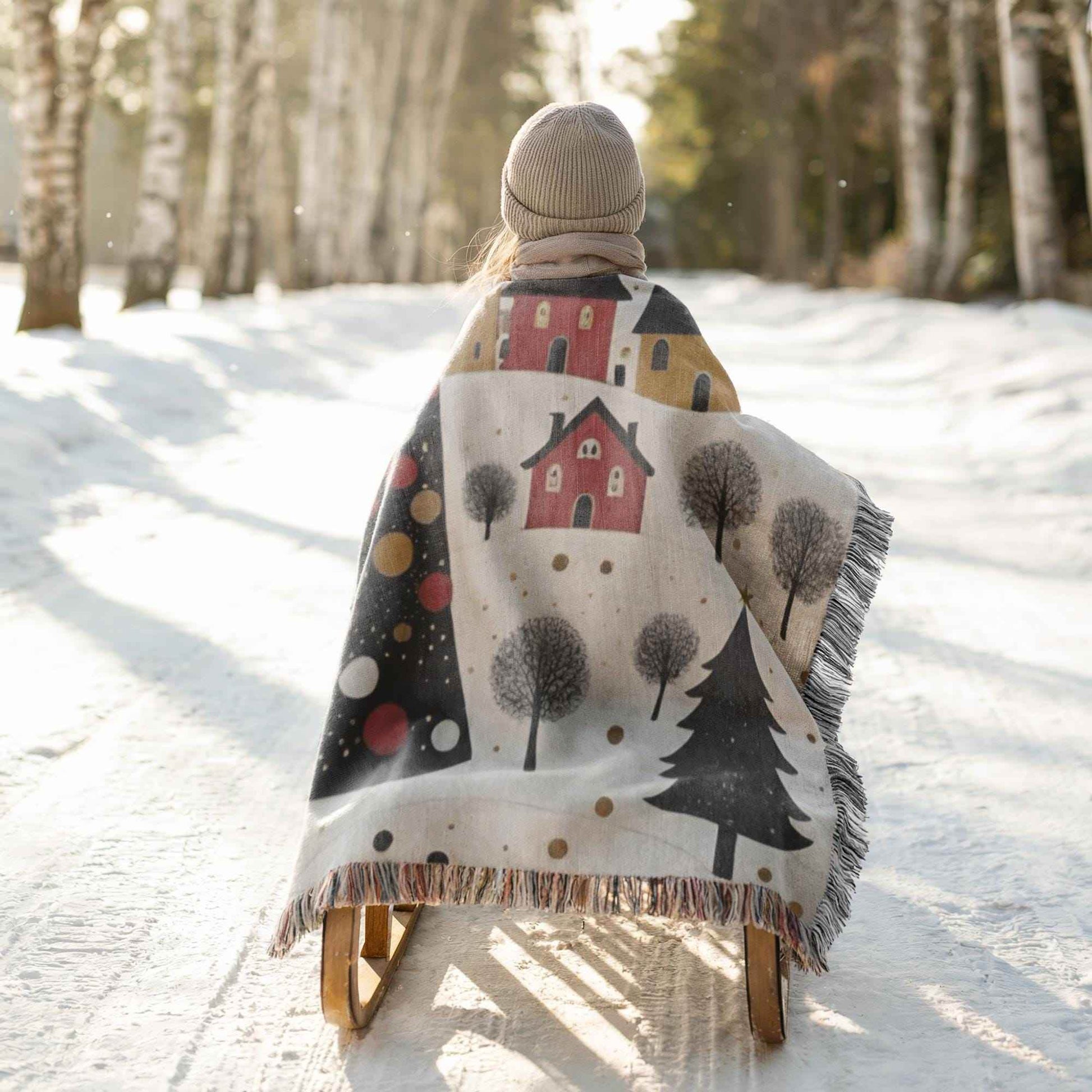 Christmas Village Tapestry - Cozy Cotton Blanket with Festive Wall Decor Accent - timelessbohochic.com