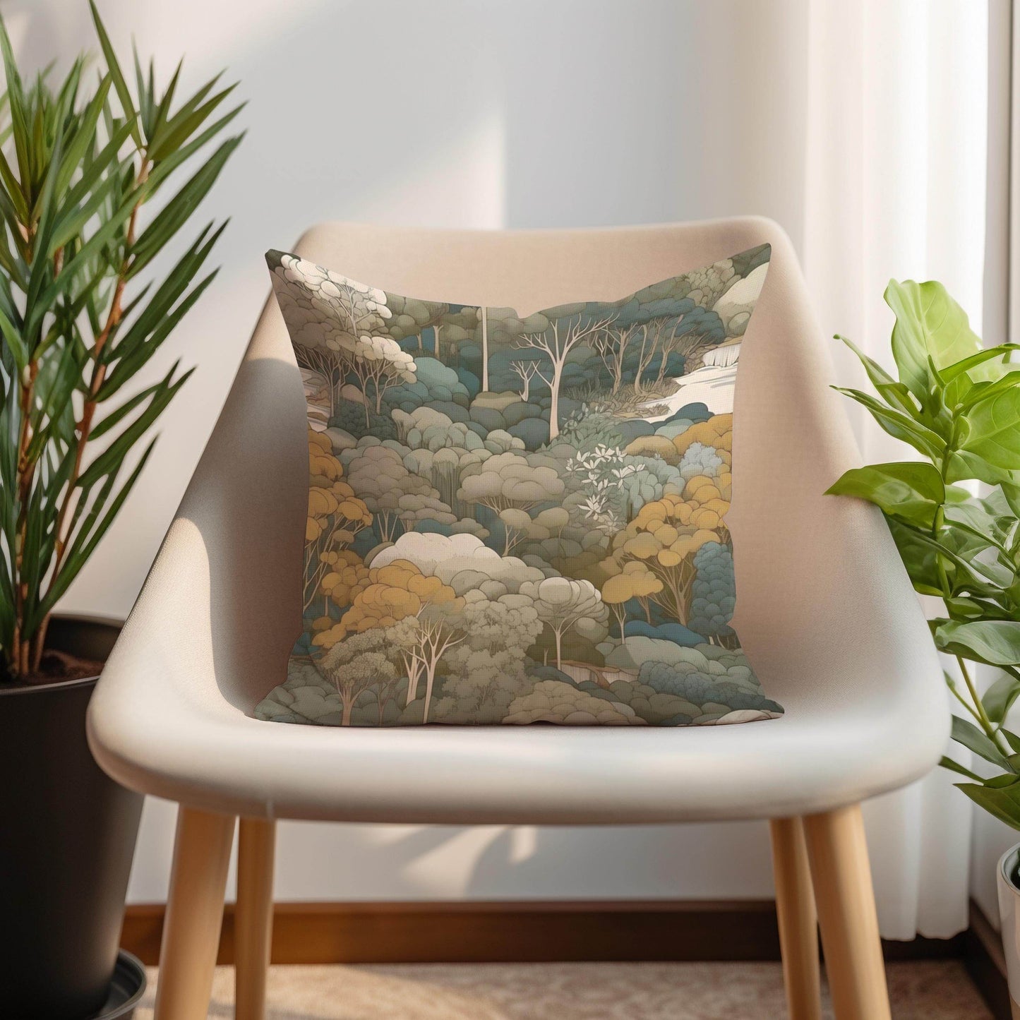 Tapestry Inspired Pillow - Sofa Bed Pillow with Armchair Cushion Cover & Soft Polyester Filling - timelessbohochic.com