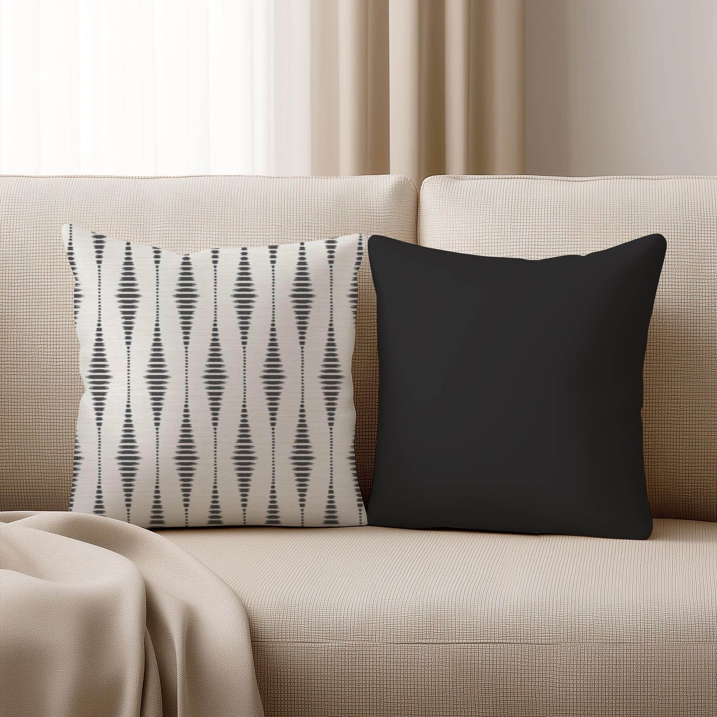 Modern Geometric Cushion - Scandinavian Throw Pillow | Black White Patterned Accent Pillow - timelessbohochic.com