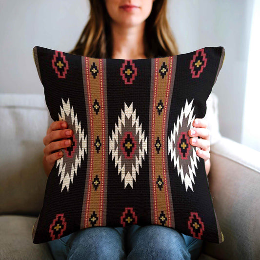 Boho Navajo Throw Pillow - Colorful Ikat Pattern Decorative Couch Pillow - timelessbohochic.com