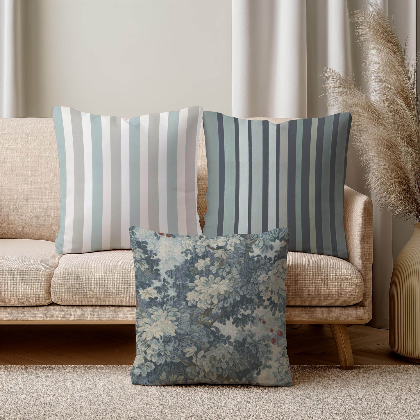 French Tapestry Pillow - Aubusson Style Decorative Cushion 18x18 Inch with Soft Filling - timelessbohochic.com