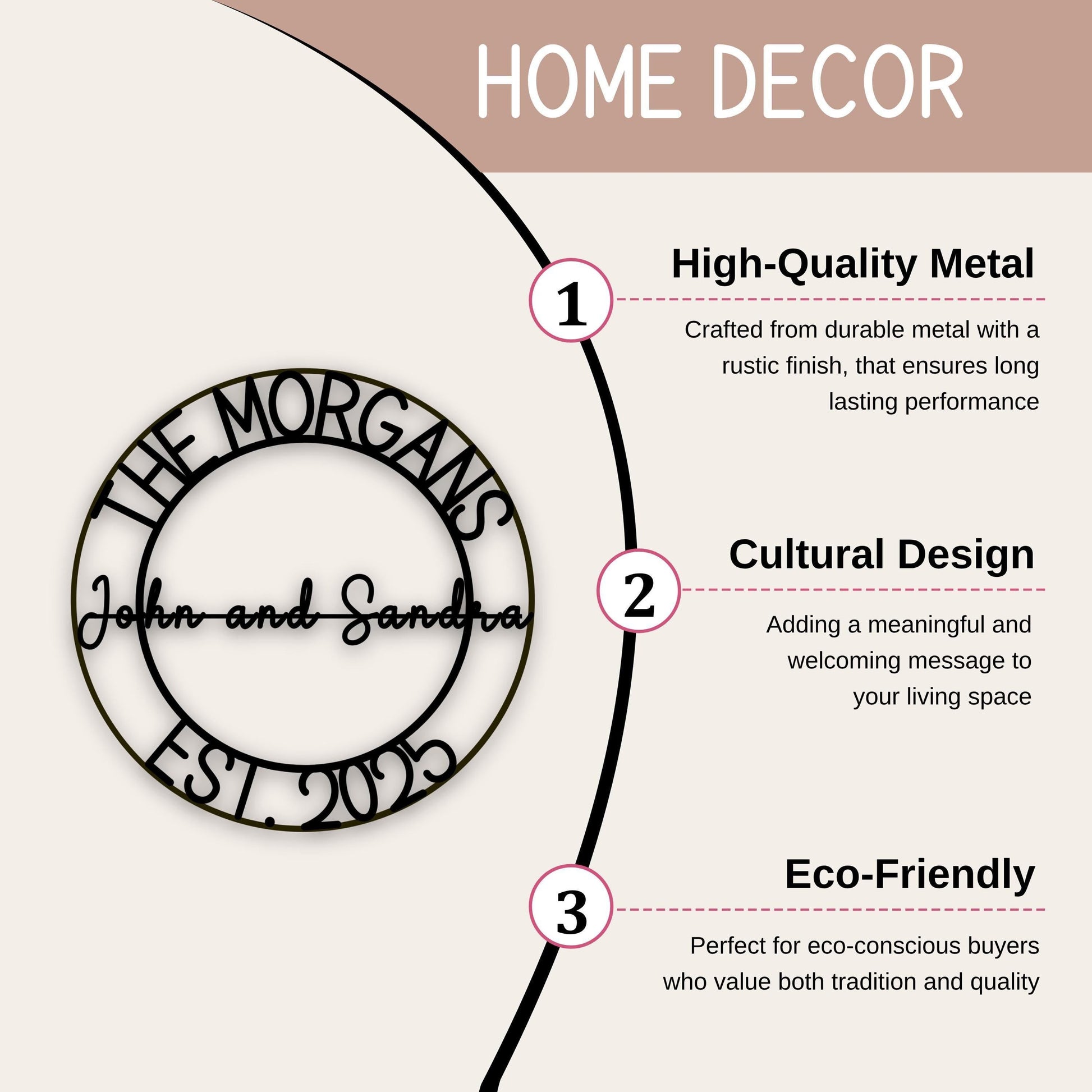 Personalized Metal Door Sign - Custom Family Plaque | Powder Coated Durable Outdoor Wall Art