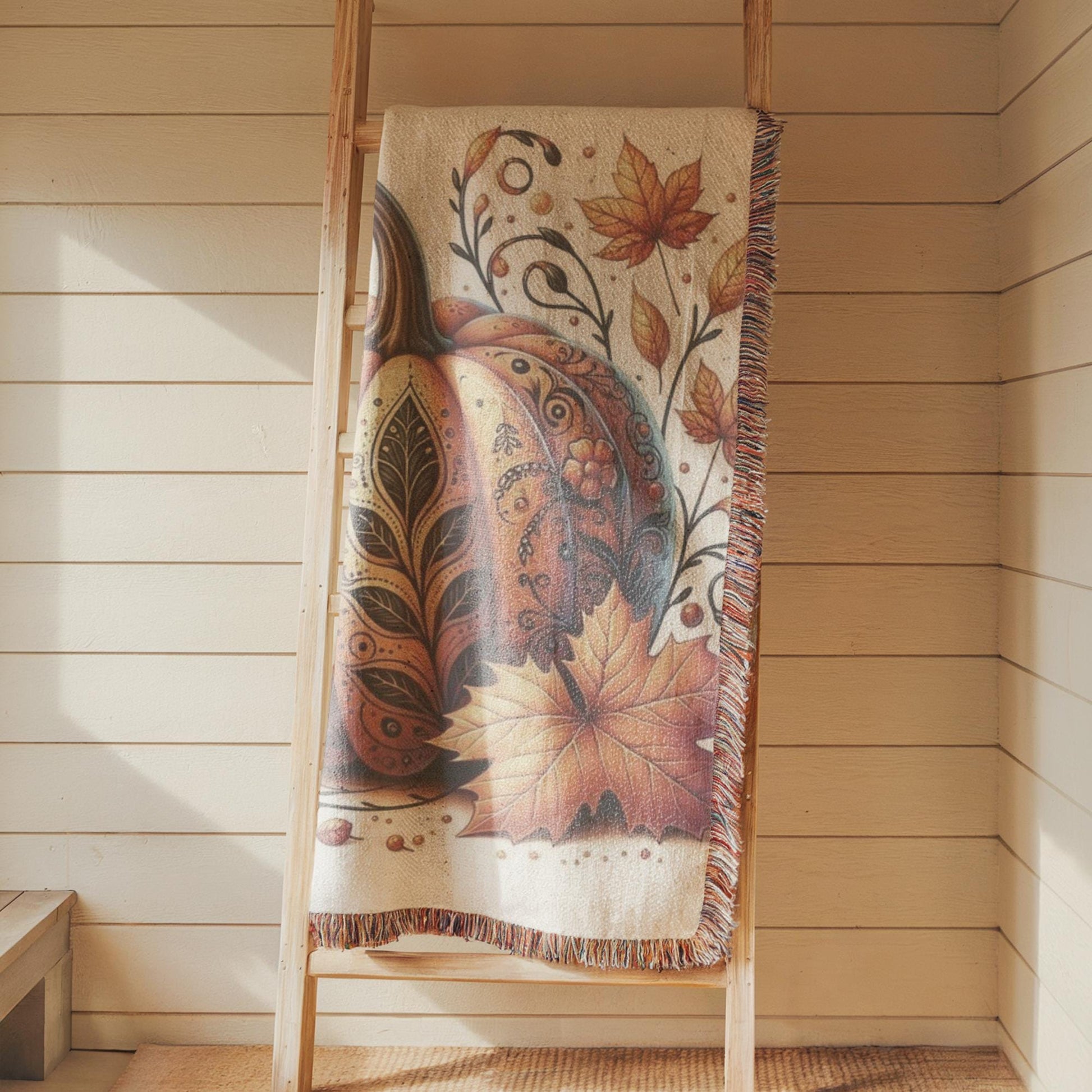 Thanksgiving Throw Tapestry - Pumpkin Wall Art | Cozy Fall Home Decor
