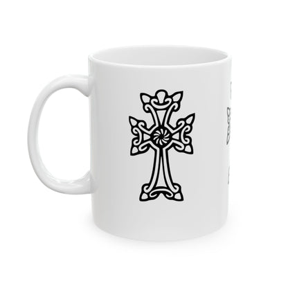 Armenian Cross Ceramic Mug, Faith Inspired Coffee Cup, Personalized
