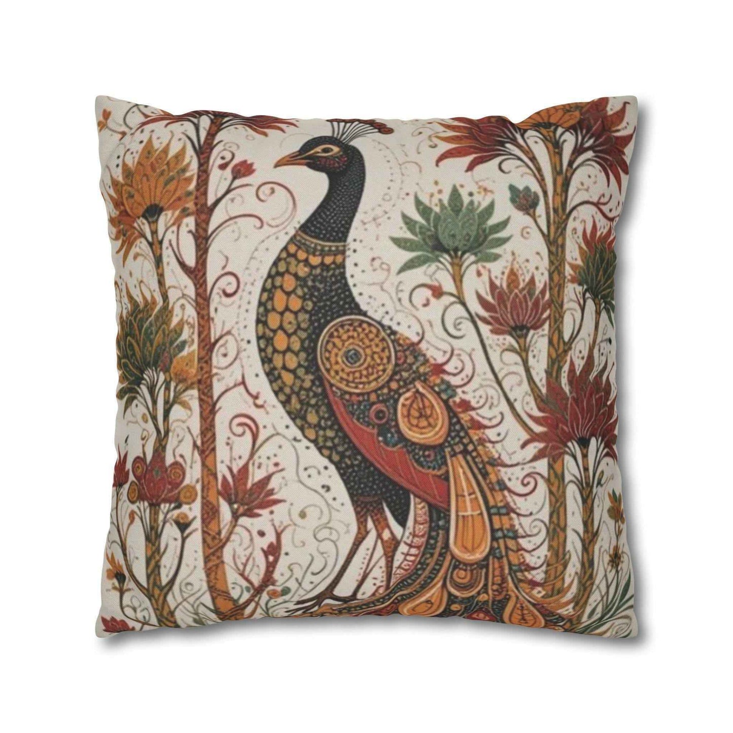Moroccan Inspired pillow cover with woven pattern styled on a sofa or bed