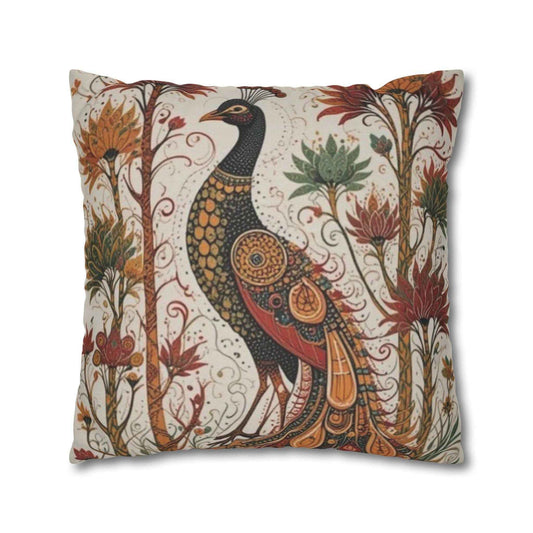 Moroccan Inspired pillow cover with woven pattern styled on a sofa or bed