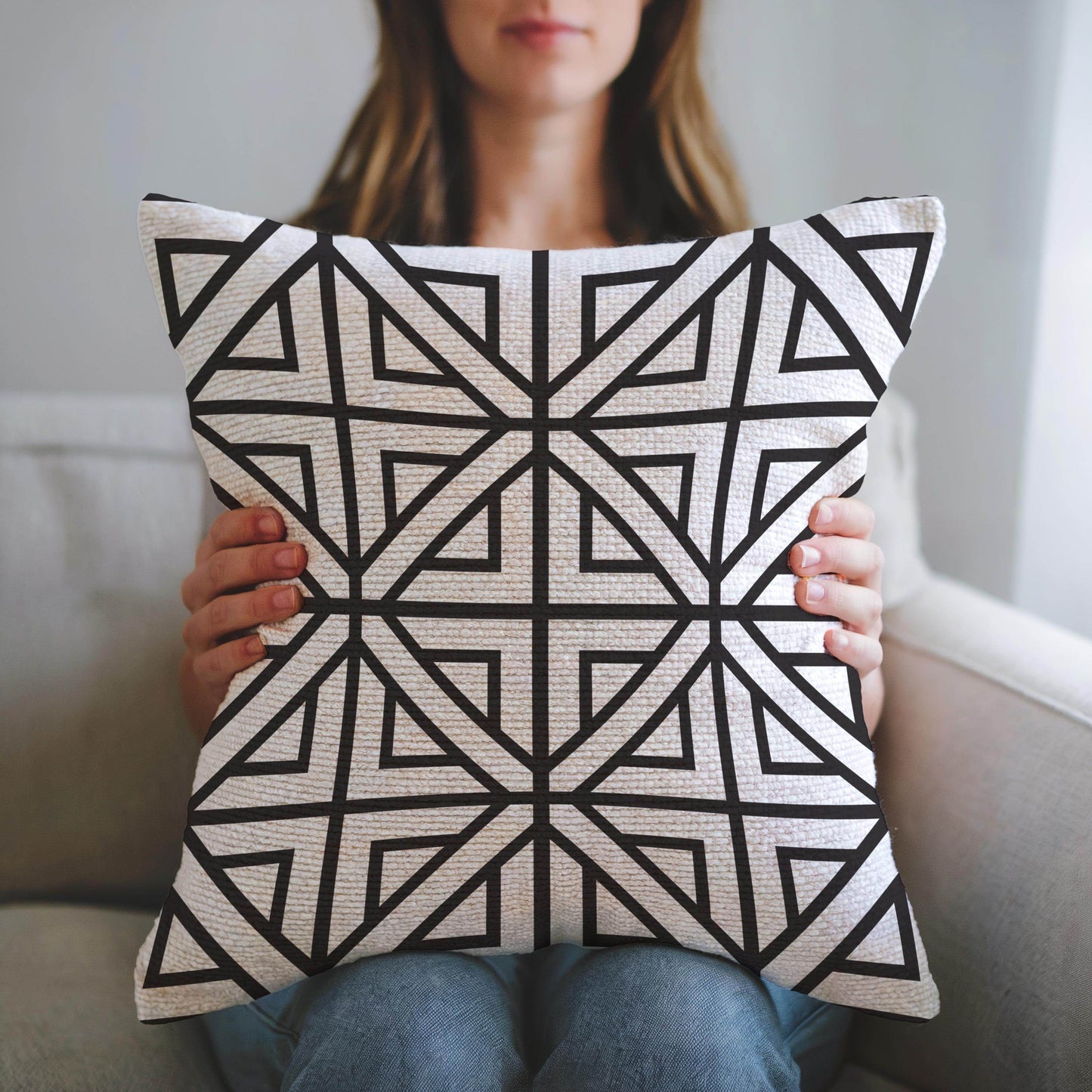 Geometric Pillowcase - Modern Throw Pillow With Patterned Cushion Cover - timelessbohochic.com