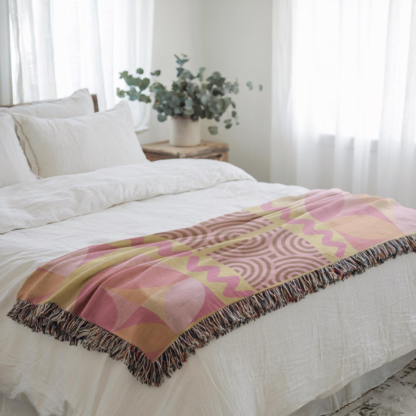 Midcentury Modern Throw Blanket – Color Block Blanket | Abstract Sofa Cover