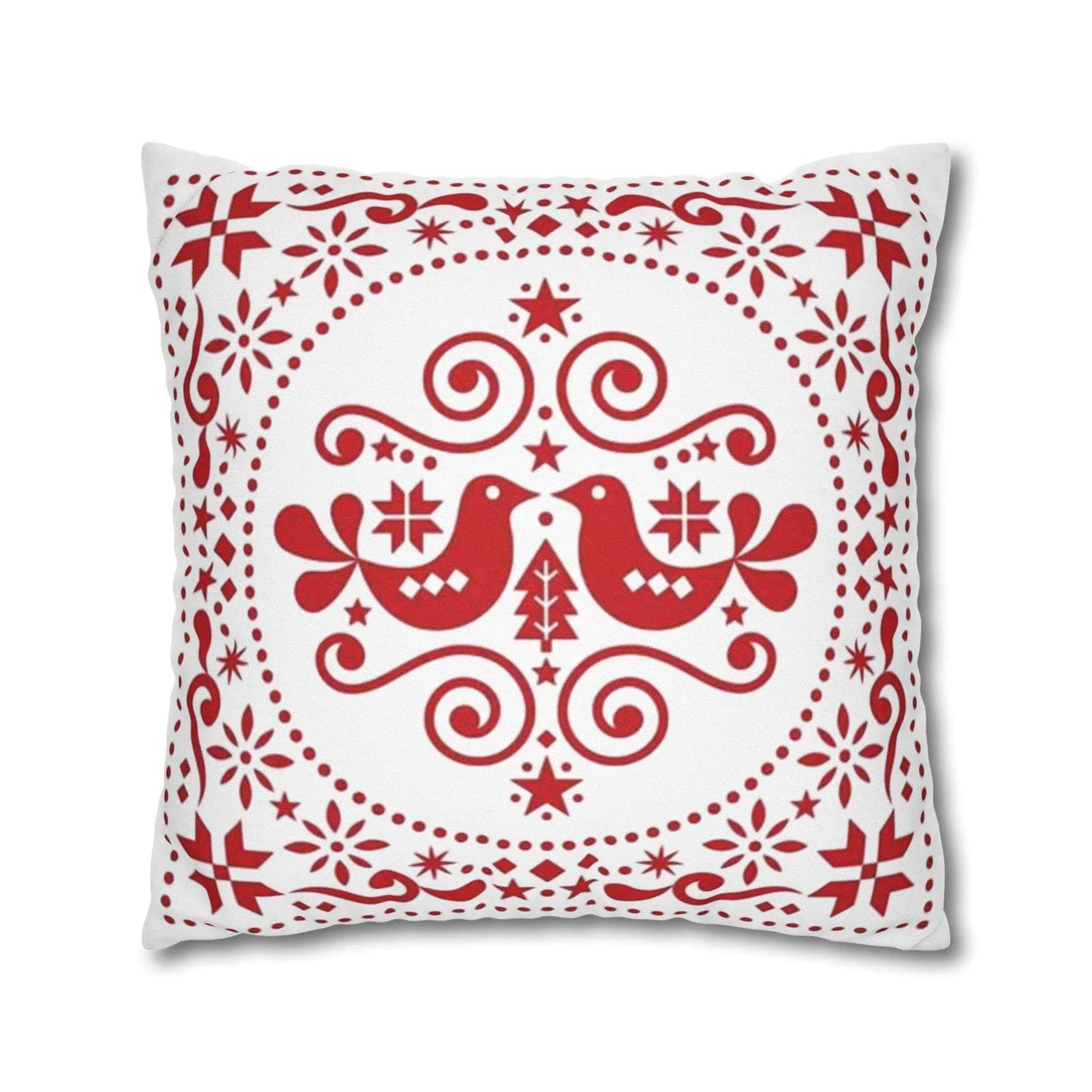 Scandinavian Pillowcase - Double Sided Folk Art Bird Throw Pillow Sham | Soft Polyester Fabric