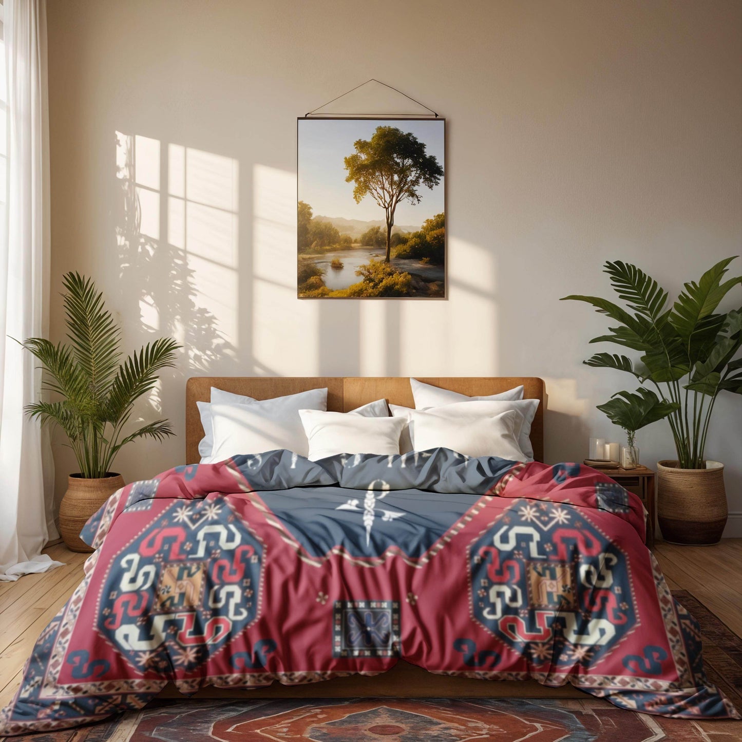 Armenian Alphabet Duvet - Personalized Traditional Bedding Set With Haykakan Ethnic Pattern - timelessbohochic.com