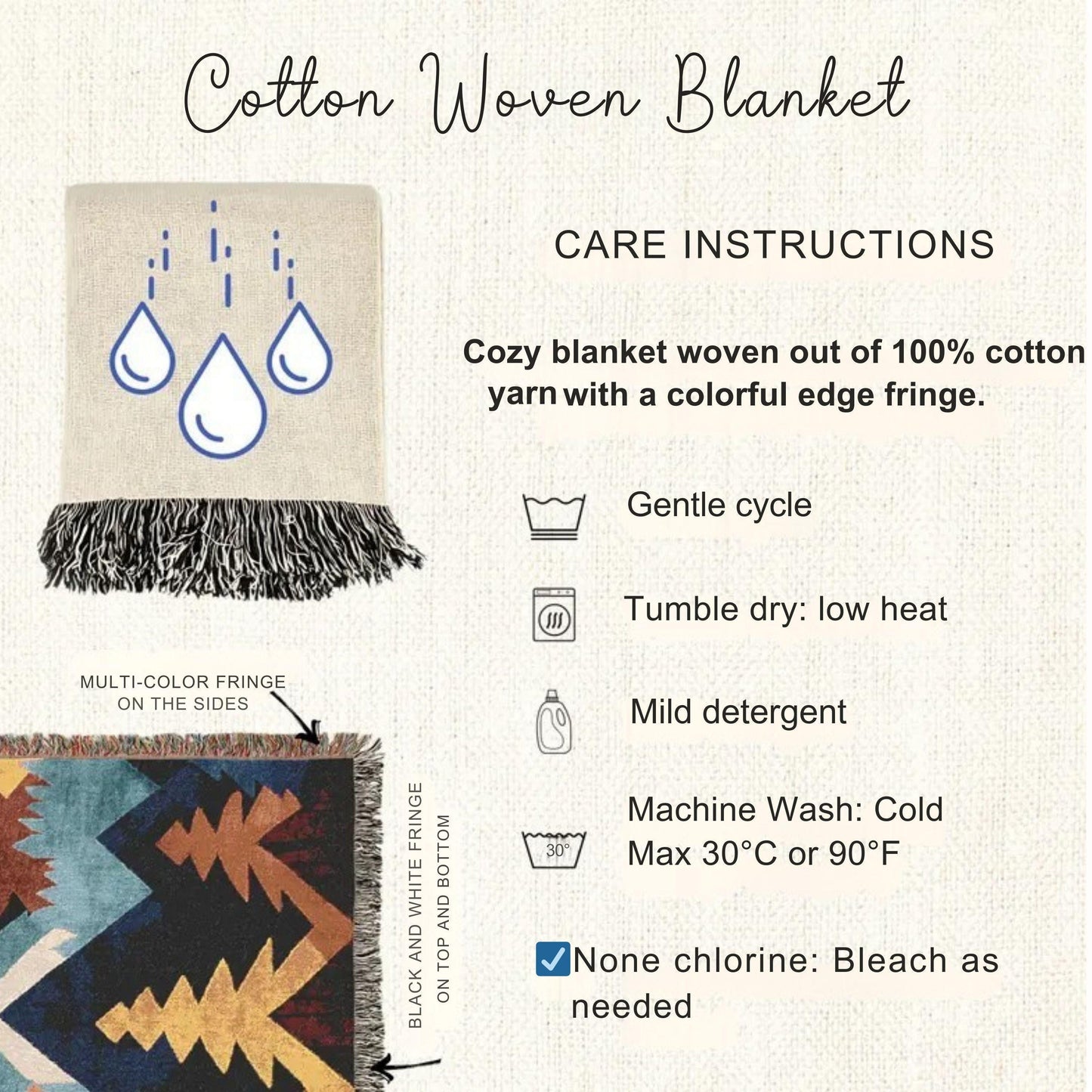 Modern Geometric woven blanket with geometric pattern styled for layered home decor