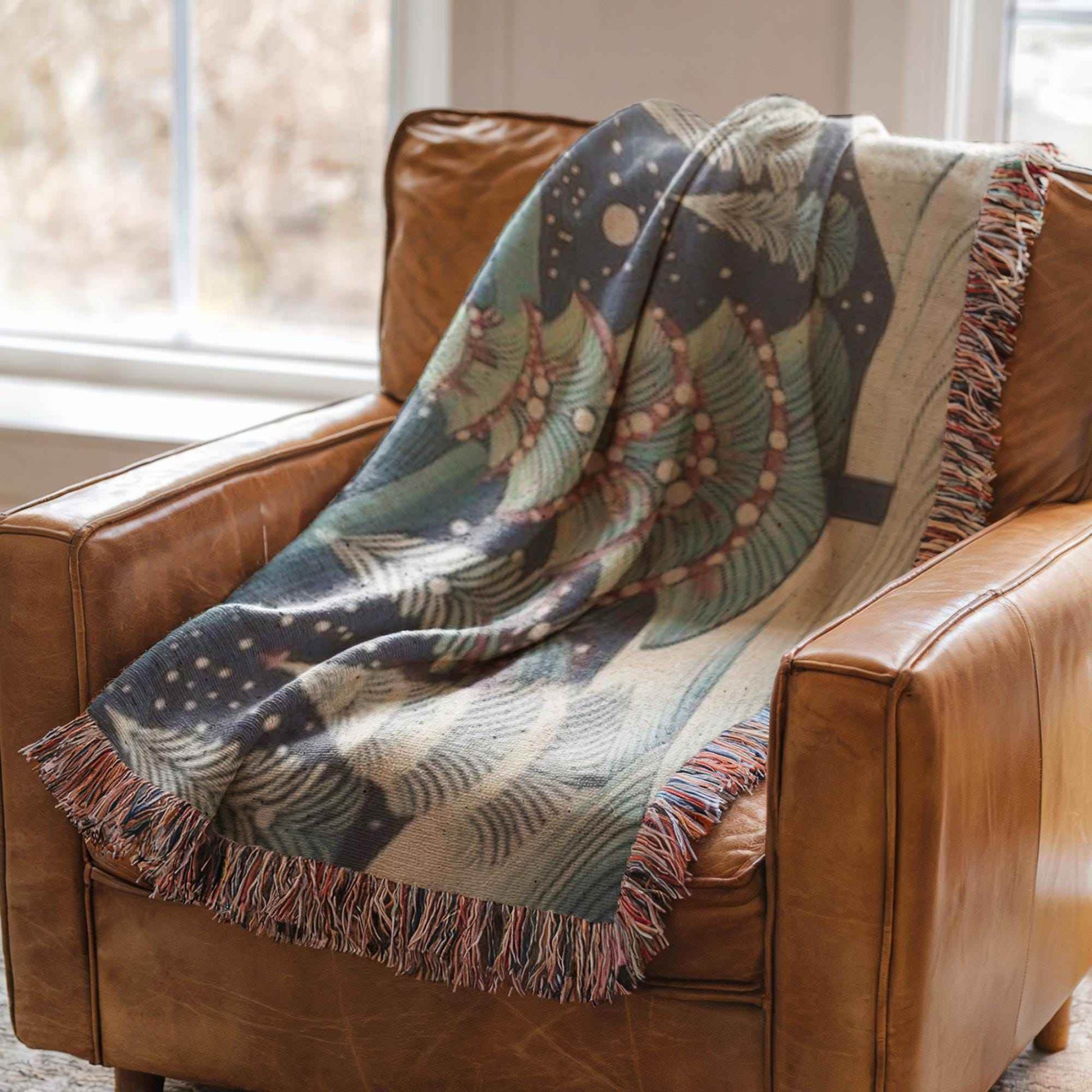 Festive Forest Wall Hanging – Christmas Tree Art Woven Cotton Throw Blanket - timelessbohochic.com