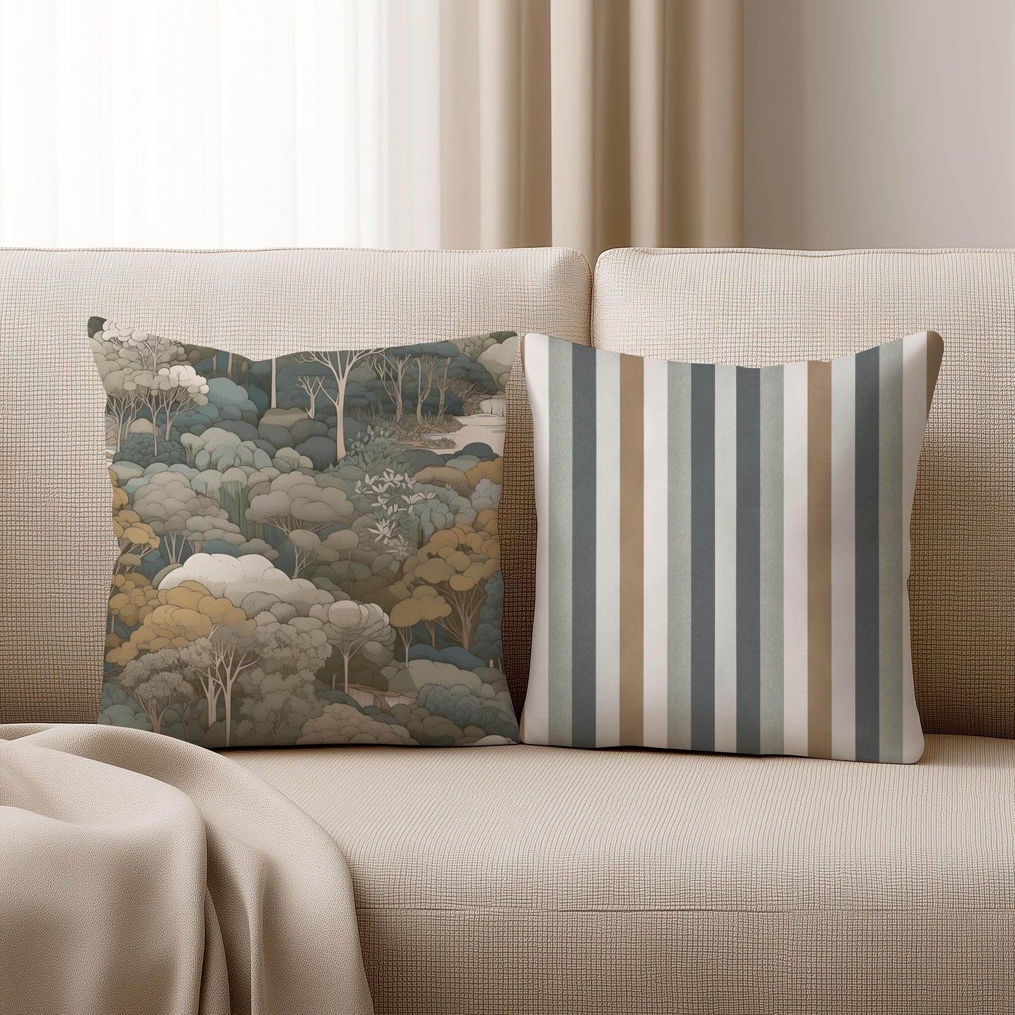 Tapestry Inspired Pillow - Sofa Bed Pillow with Armchair Cushion Cover & Soft Polyester Filling - timelessbohochic.com