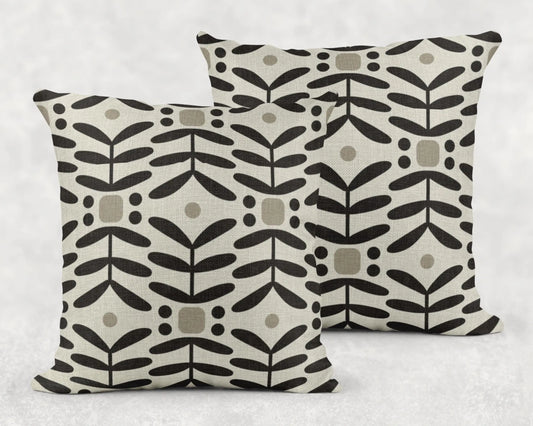 Scandi Floral Pillow - Mid Century Cushion | Nordic Throw Pillow, Cozy Woven Design