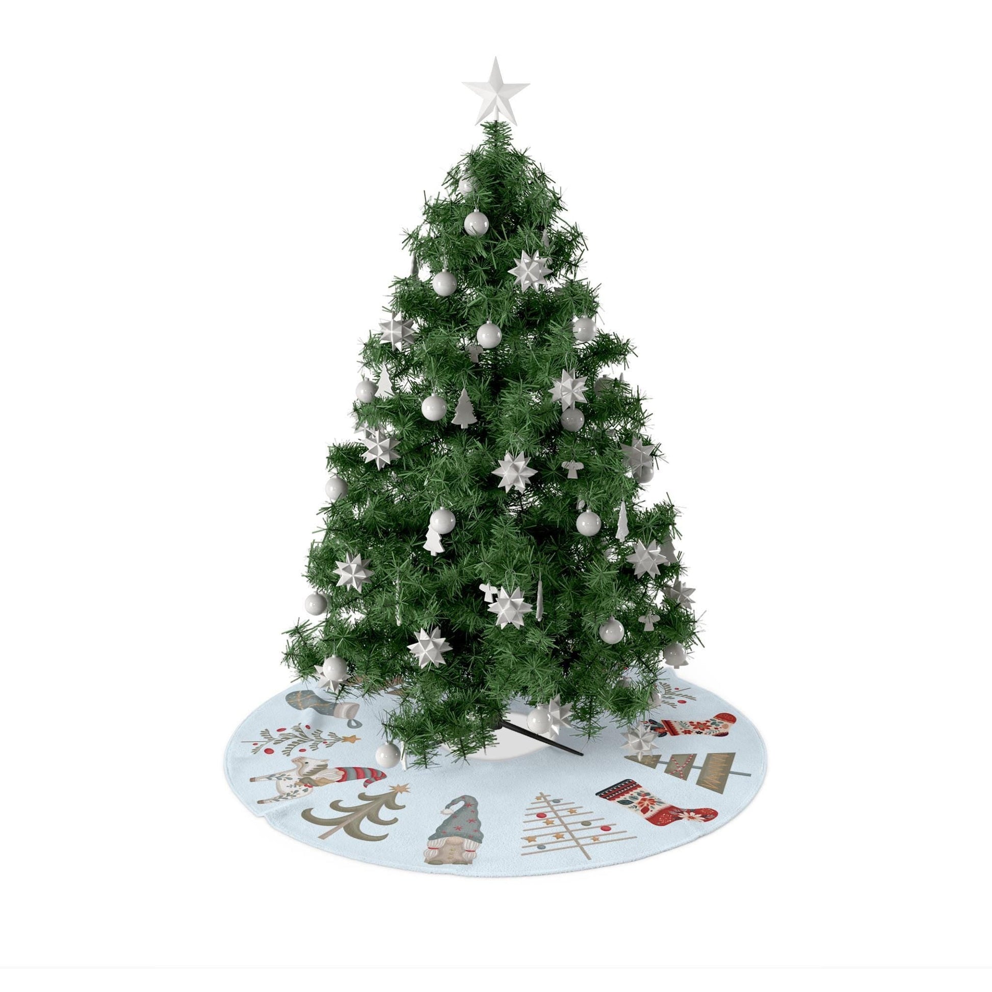 Christmas Tree Skirt - Nordic Holiday Decor | Scandinavian Soft Fleece Skirt