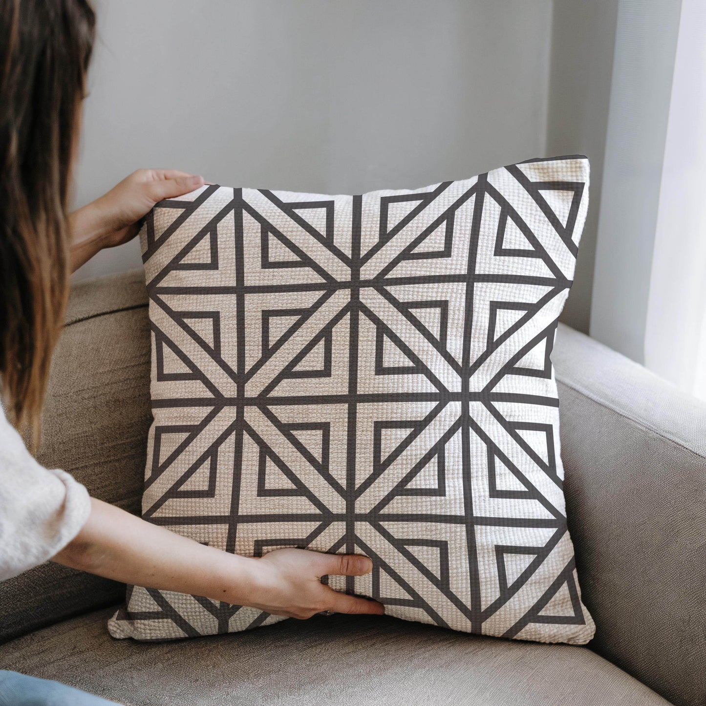 Geometric Pillowcase - Modern Throw Pillow With Patterned Cushion Cover - timelessbohochic.com