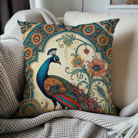 Modern Geometric pillow cover with geometric pattern styled on a sofa or bed