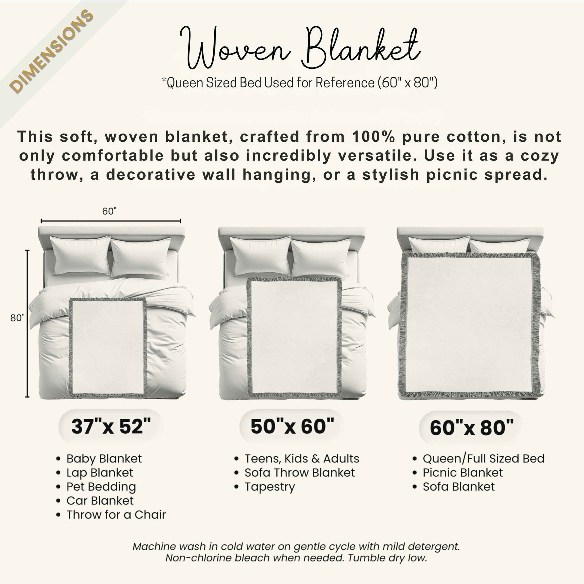 Cotton Throw Blanket – Cozy Fall Blanket with Autumn Leaves Pattern & Fringed Edges - timelessbohochic.com