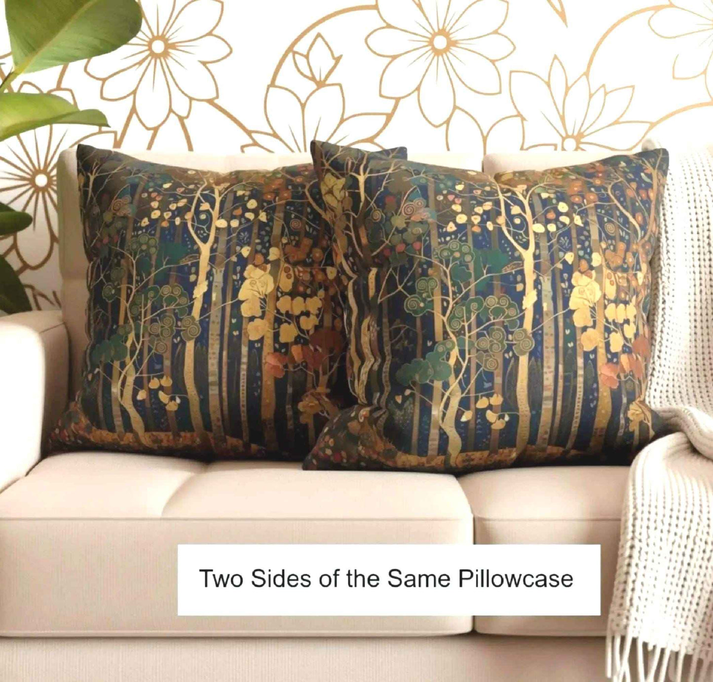 Scandinavian Inspired pillow cover with woven pattern styled on a sofa or bed