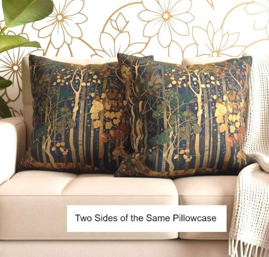 Scandinavian Inspired pillow cover with woven pattern styled on a sofa or bed