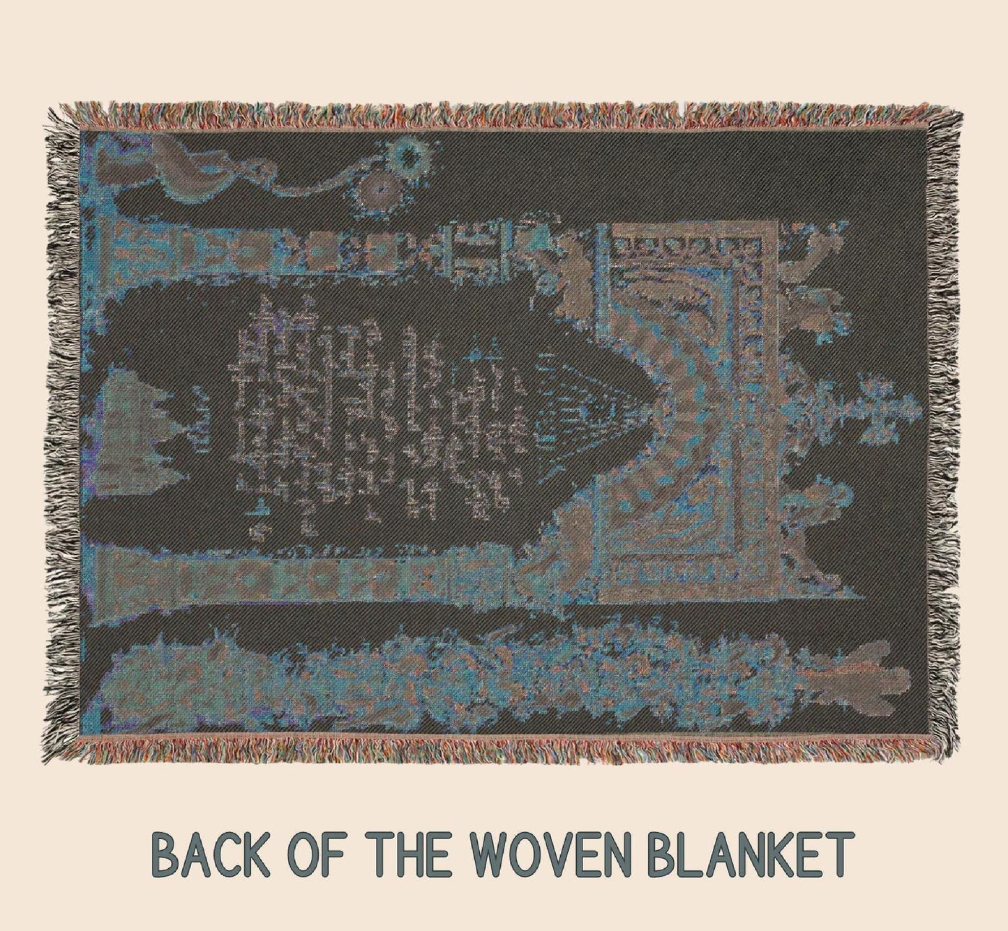 Boho woven blanket with woven pattern styled for layered home decor