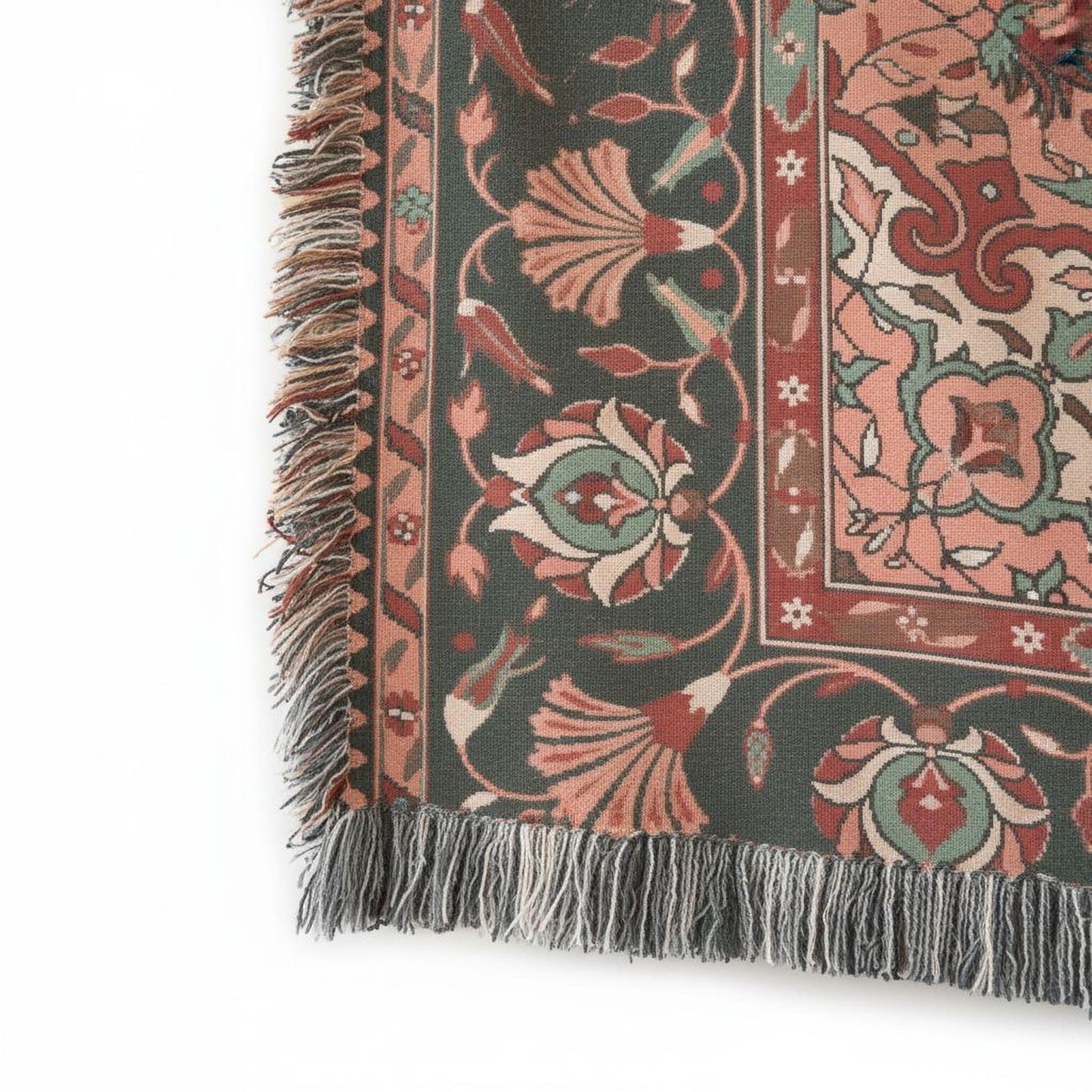 Anatolian Inspired woven wall tapestry with rug-style pattern styled as textile wall decor