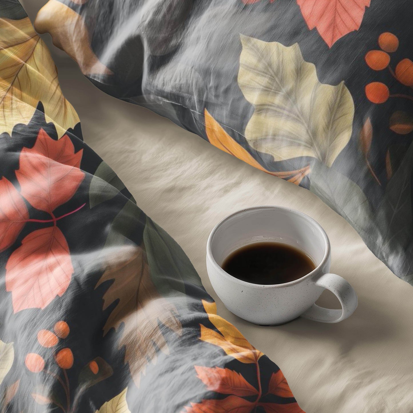 Fall Duvet Cover - Custom Harvest Leaf Bedding Set | Soft Breathable Fabric 3-Piece Seasonal Bedspread - timelessbohochic.com
