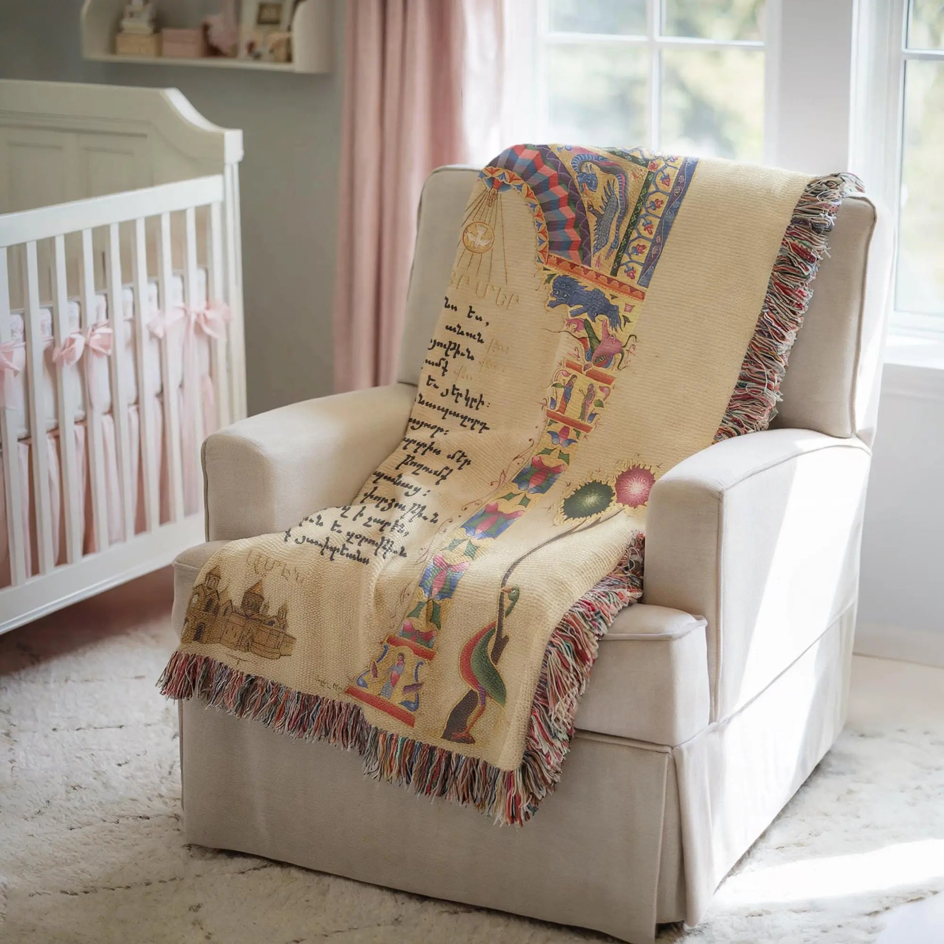 Armenian Prayer Blanket – Woven Cotton Blanket | Hayr Mer Prayer Throw | Spiritual Home Gift