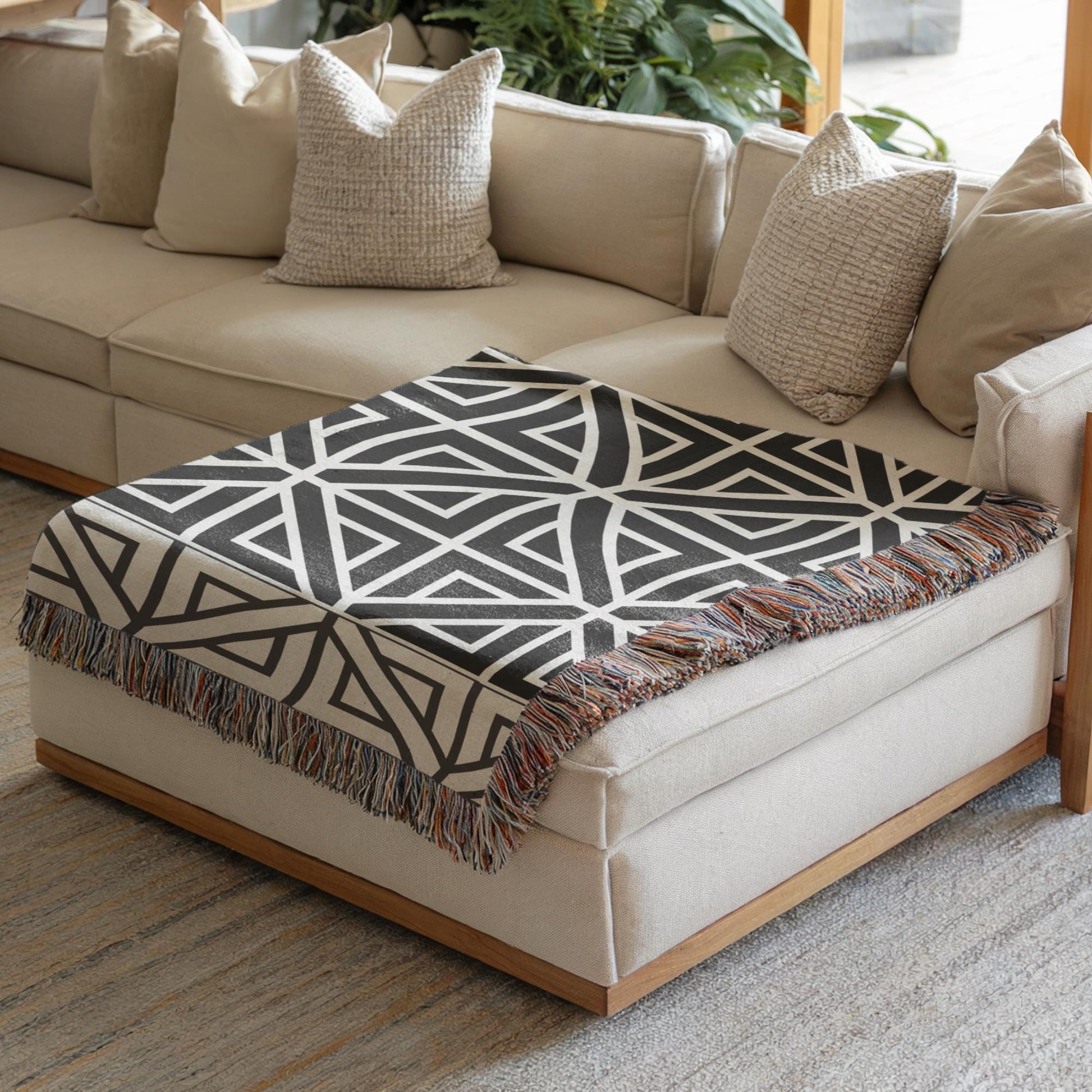 Cotton Woven Blanket – Turkish Quilt Bed With Colorful Fringed Edges, Queen Size