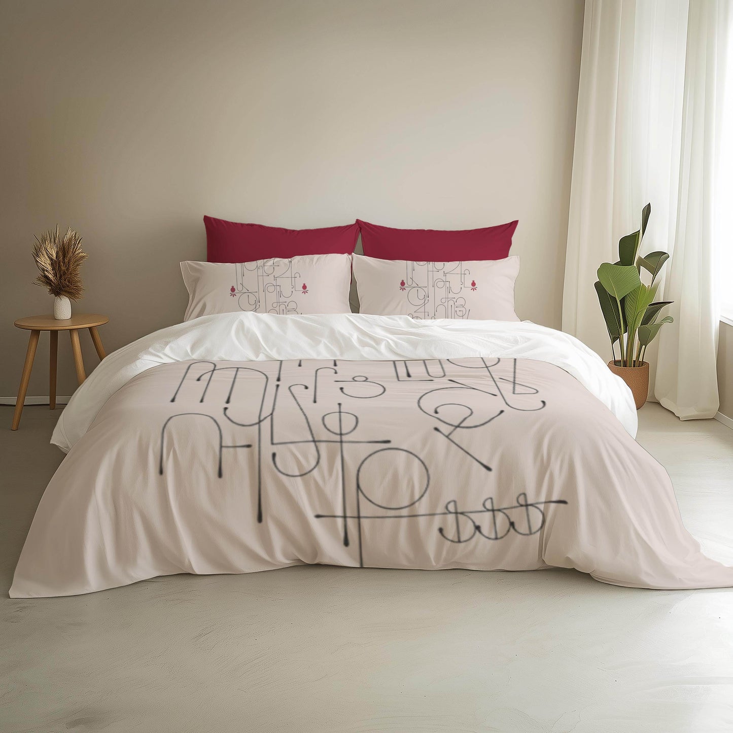 Armenian Duvet Cover - Alphabet Bedding Set With Haykakan Pattern & Cultural Motifs - timelessbohochic.com