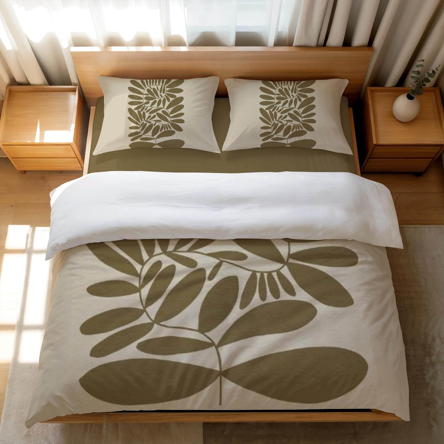 Mid Century Modern Bedding - Lime Tree Bedspread 3PCS Set With Zipper Closure - timelessbohochic.com