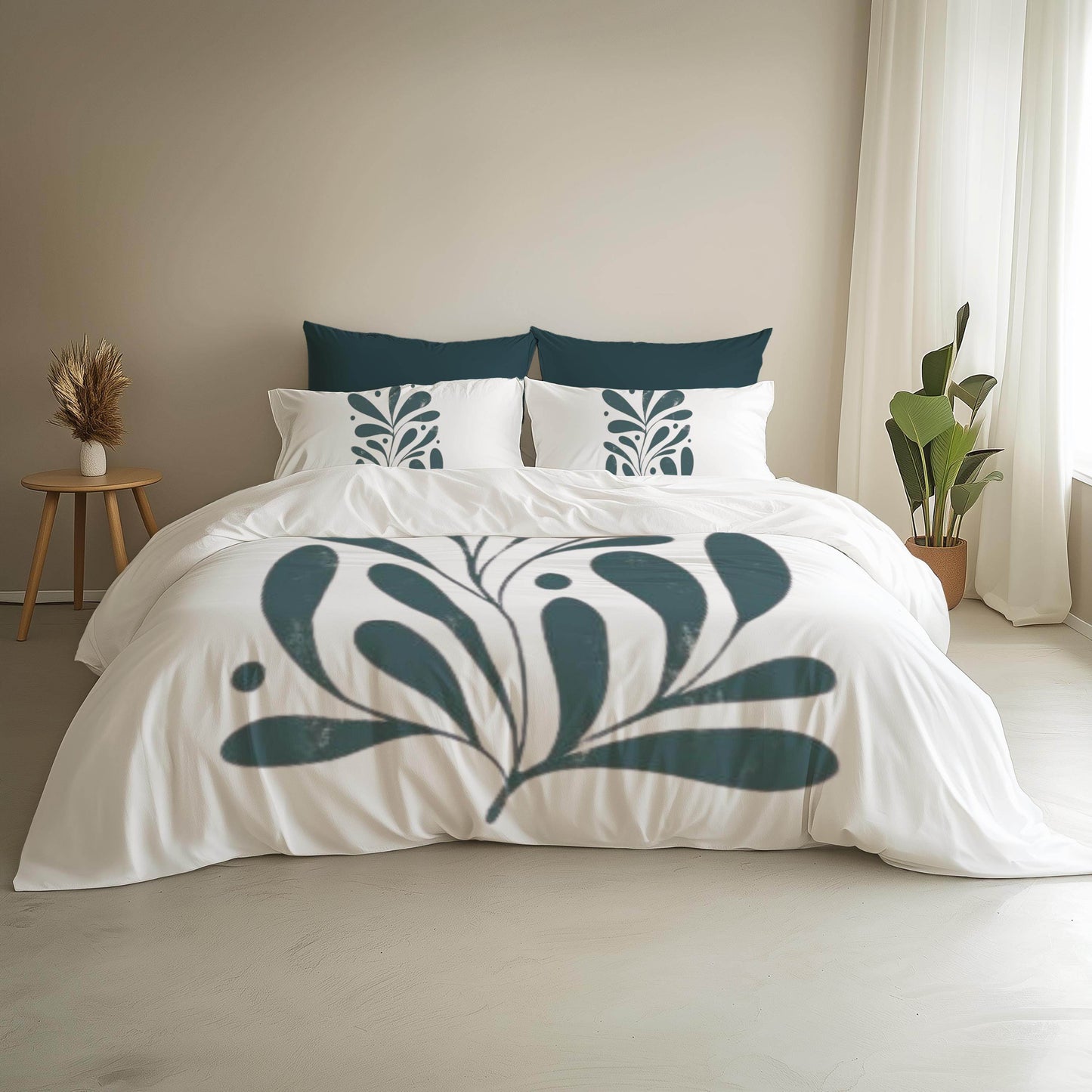 Floral Duvet Cover - Mid Century Bedding Set | Soft Breathable Polyester 3-Piece Bedspread - timelessbohochic.com