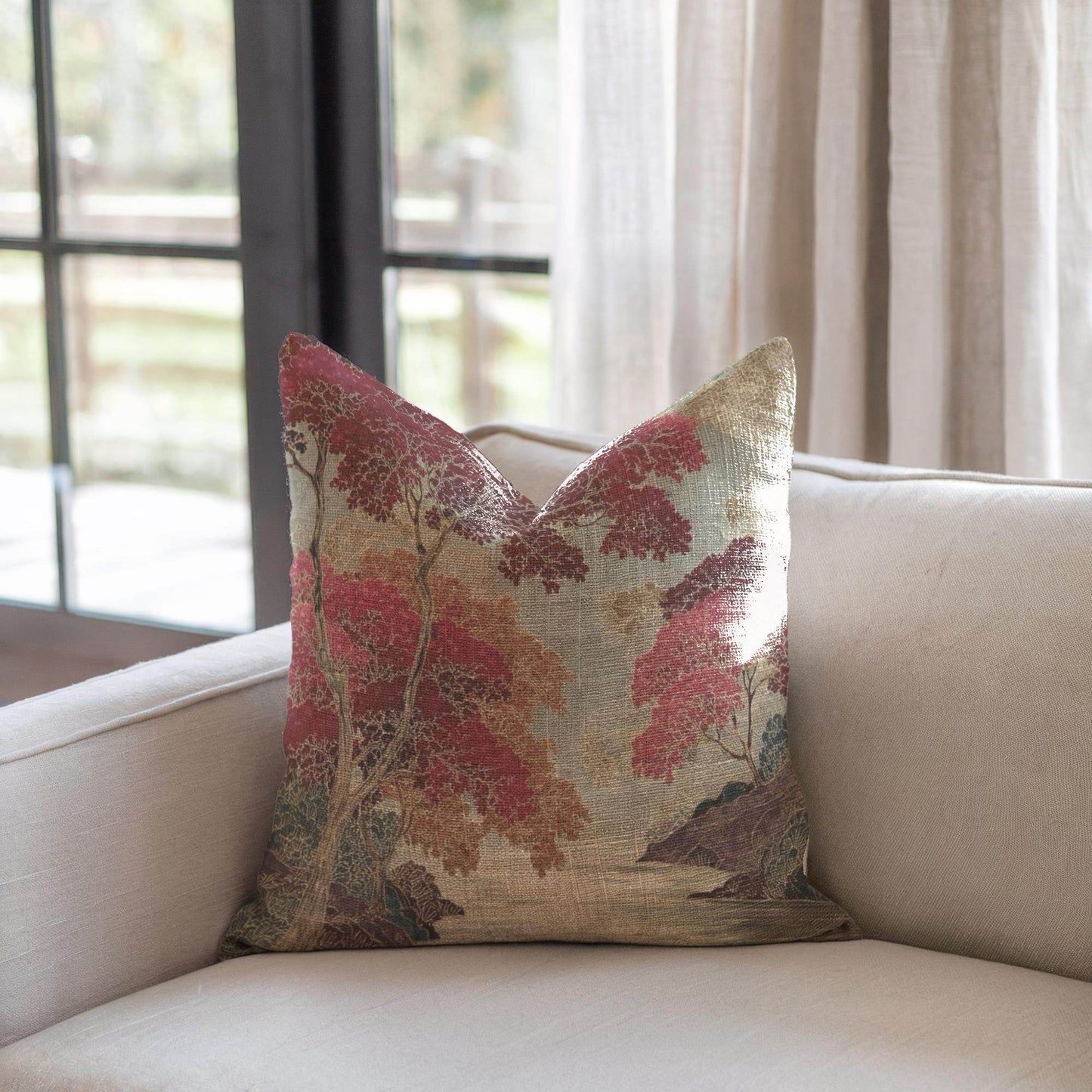Japanese Inspired Pillow – Oriental Pattern Cushion | Woven Cotton Decorative Pillow Sham - timelessbohochic.com